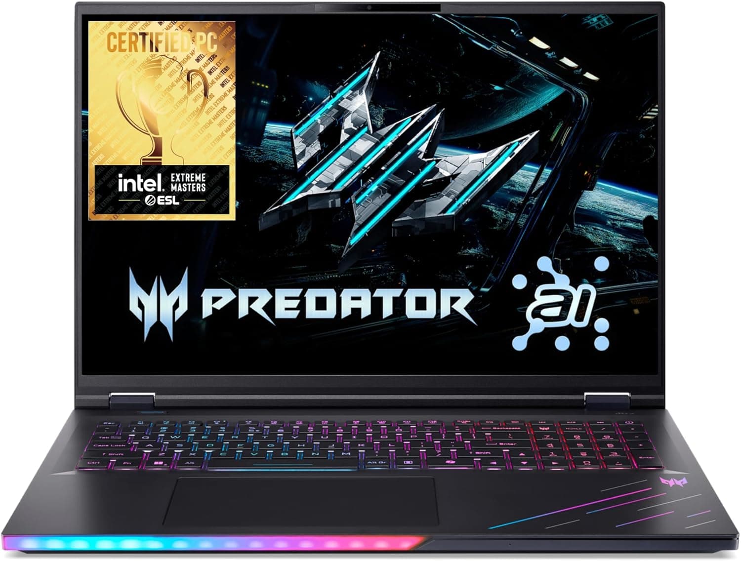 acer Predator Helios 18 AI I PC Portable Gamer 18" WQXGA 250Hz I Intel Core Ultra 9 (IA) I NVIDIA GeForce RTX 5080 I 64Go RAM I 1To SSD I Wi-Fi 7 I Windows 11 I Noir I Clavier Fr AZERTY I PH18-73-91FQ