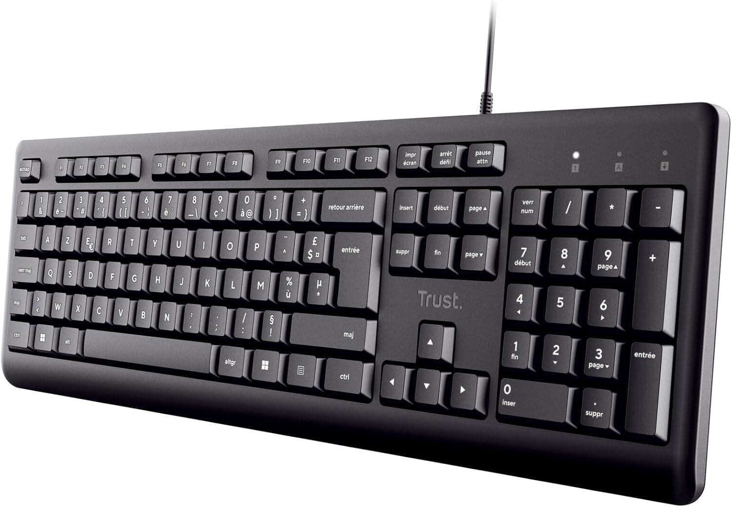 Trust Taro Clavier Filaire USB AZERTY Français, Touches Plates, Noir