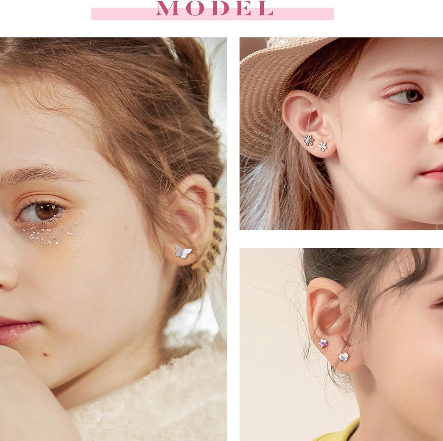 Diamday 16 Paires Boucles d'Oreilles à Vis pour Filles Femmes Acier Inoxydable Petit Cartilage Boucles d'Oreilles CZ Cœur Fleur Étoile Vis Dos Plat Boucles d'Oreilles Tragus Helix Bijoux Multicolore