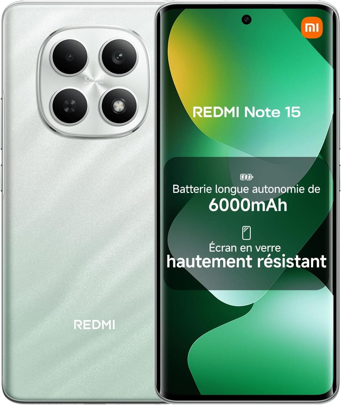 XIAOMI REDMI Note 15 Smartphone 8+256 Go Batterie 6000 mAh - Vert Forêt