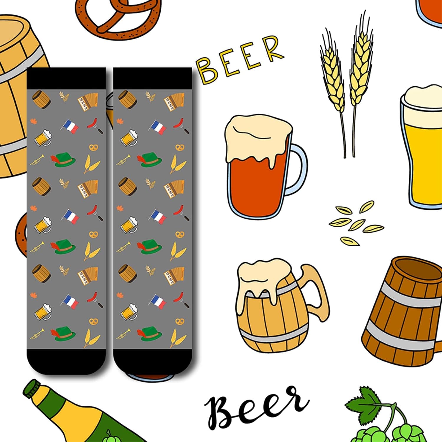 Chaussettes Homme Humour Rigolotes 39-46 Cadeau Homme Rigolo | Idée cadeau originale avec motifs bière et styles amusants, parfaite pour Noël, anniversaire ou fêtes spéciales.