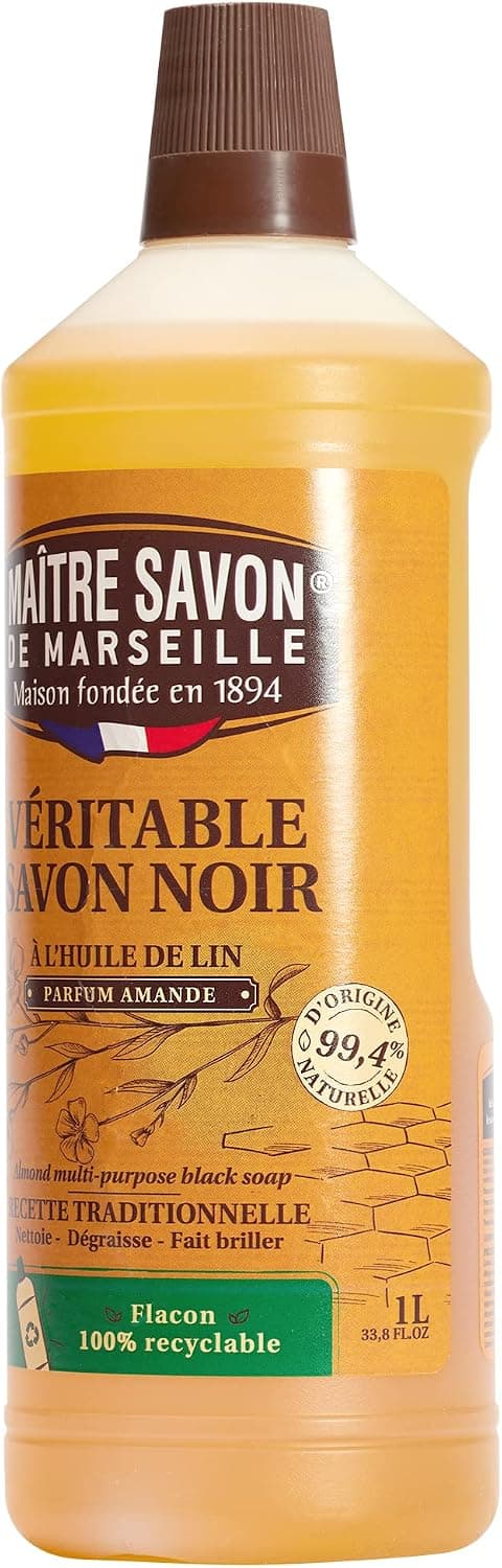 MAITRE SAVON DE MARSEILLE, Savon Noir Liquide a l'huile Lin - 1l