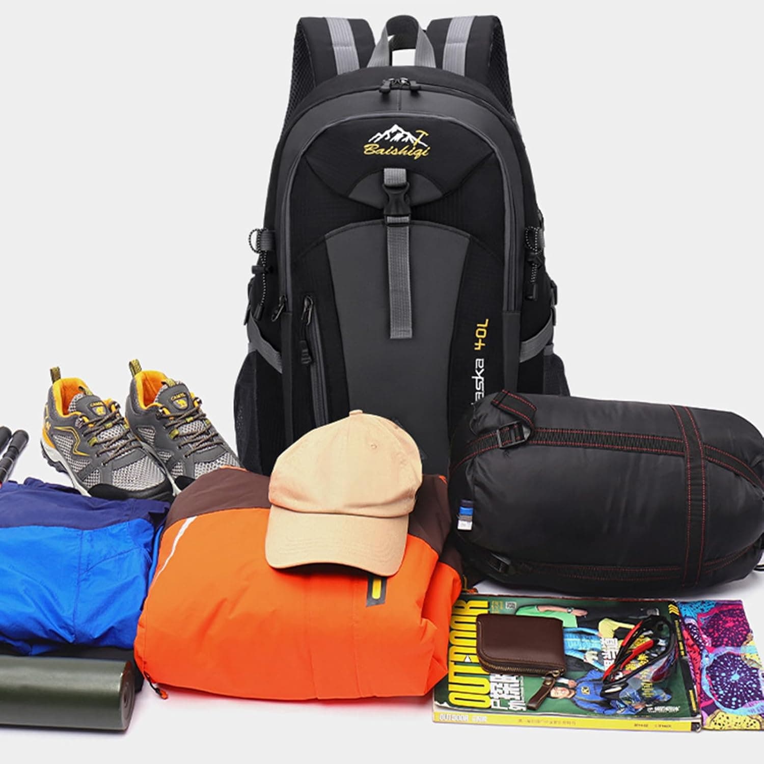 40L Grand Volume Sac à Dos Multifonction, Sac a Dos Randonnee Homme Femme,École/Trekking/Randonnée/Camping/Voyage/Pêche/Escalade/Alpinisme/Alpinisme ou Utilisation Quotidienne