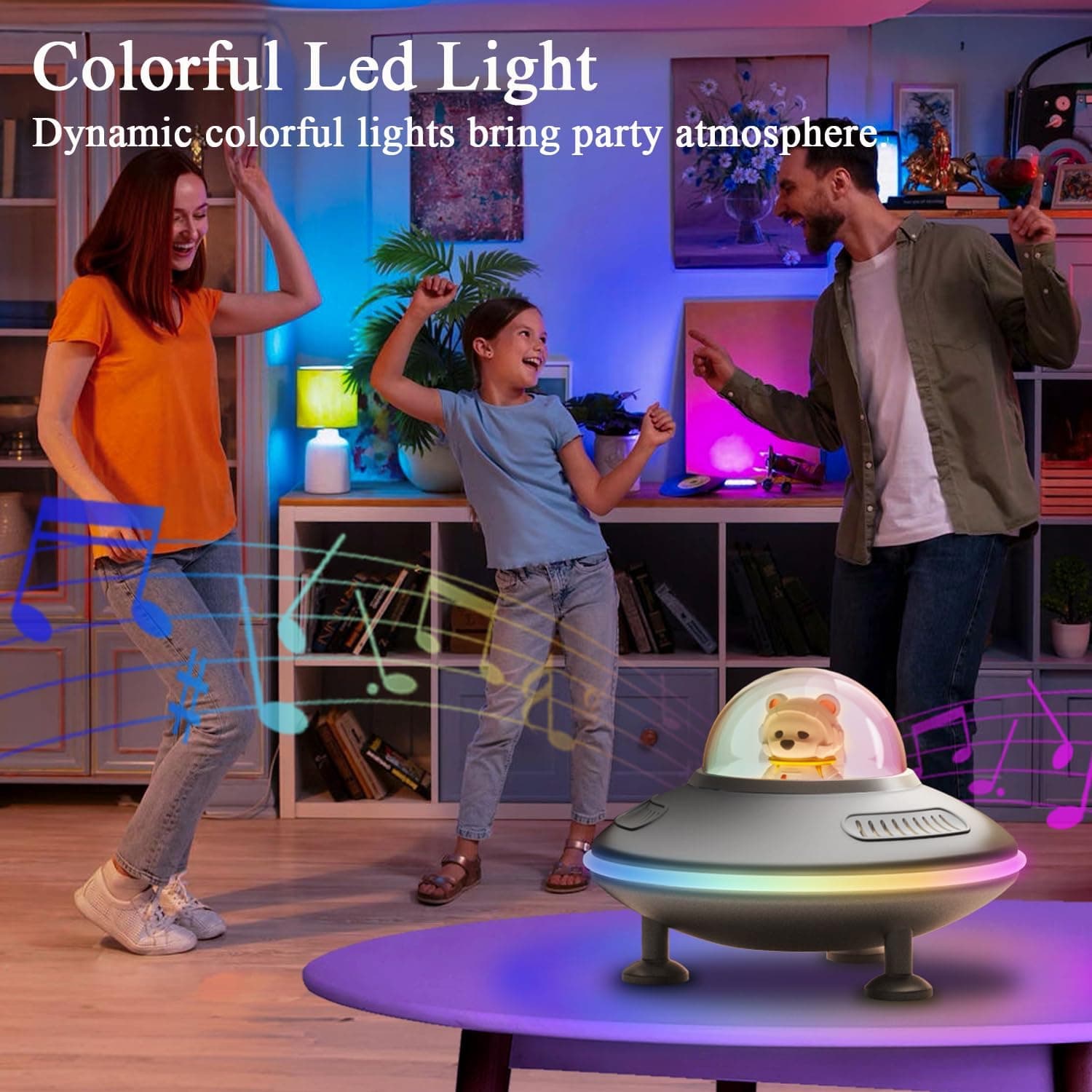 Enceinte Bluetooth avec Veilleuse LED RGB, Lampe de Chevet Sans Fil | Cadeau Anniversaire pour Garçon, Homme,Ado Enceinte Portable avec Lumière d'Ambiance, Déco Chambre Gaming,USB AUX Carte TF