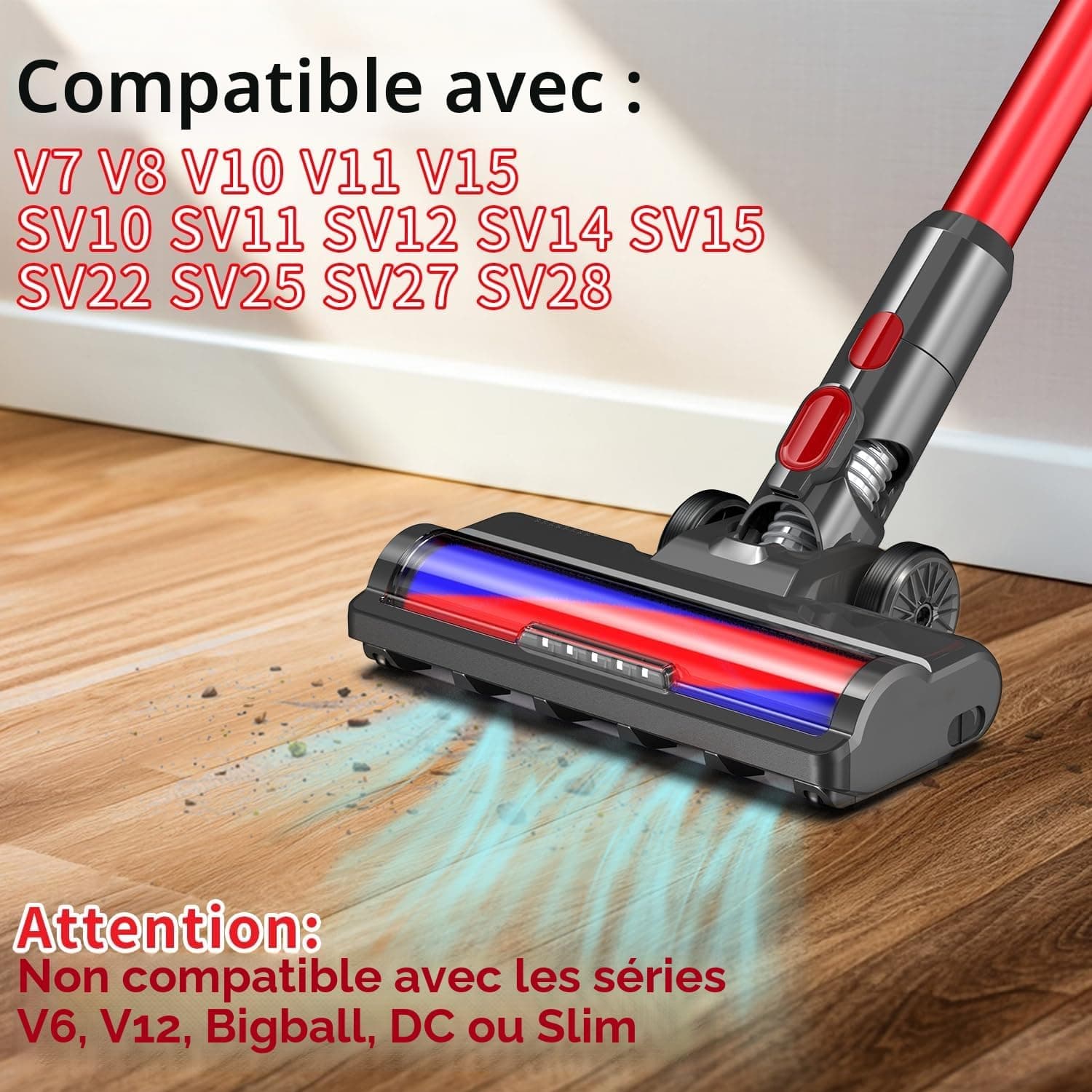 Brosse avec rouleau doux pour Dyson V7 V8 V10 V11 V15