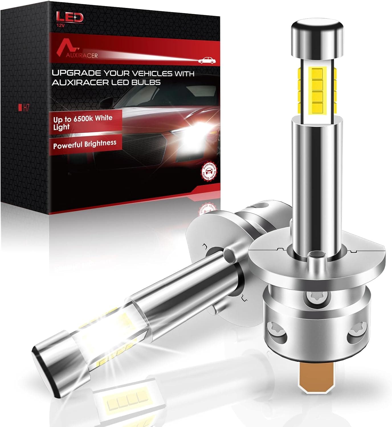 H1 LED Ampoule, 360°éclairage 6500k Blanche, H1 LED Feux de Route et Feux de Croisement pour Phare de Voiture, Lot de 2