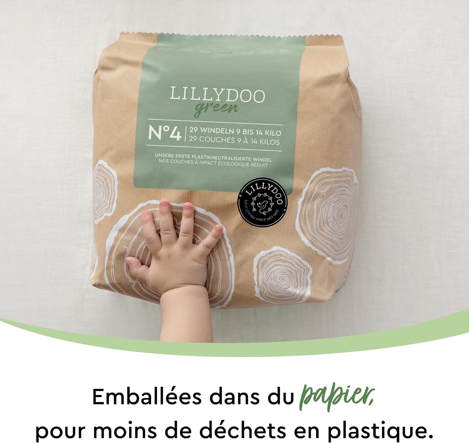 LILLYDOO green - Couches Bébé Respectueuses de l'Environnement, Taille 4 (9-14 kg), Box mensuelle (145 pièces)