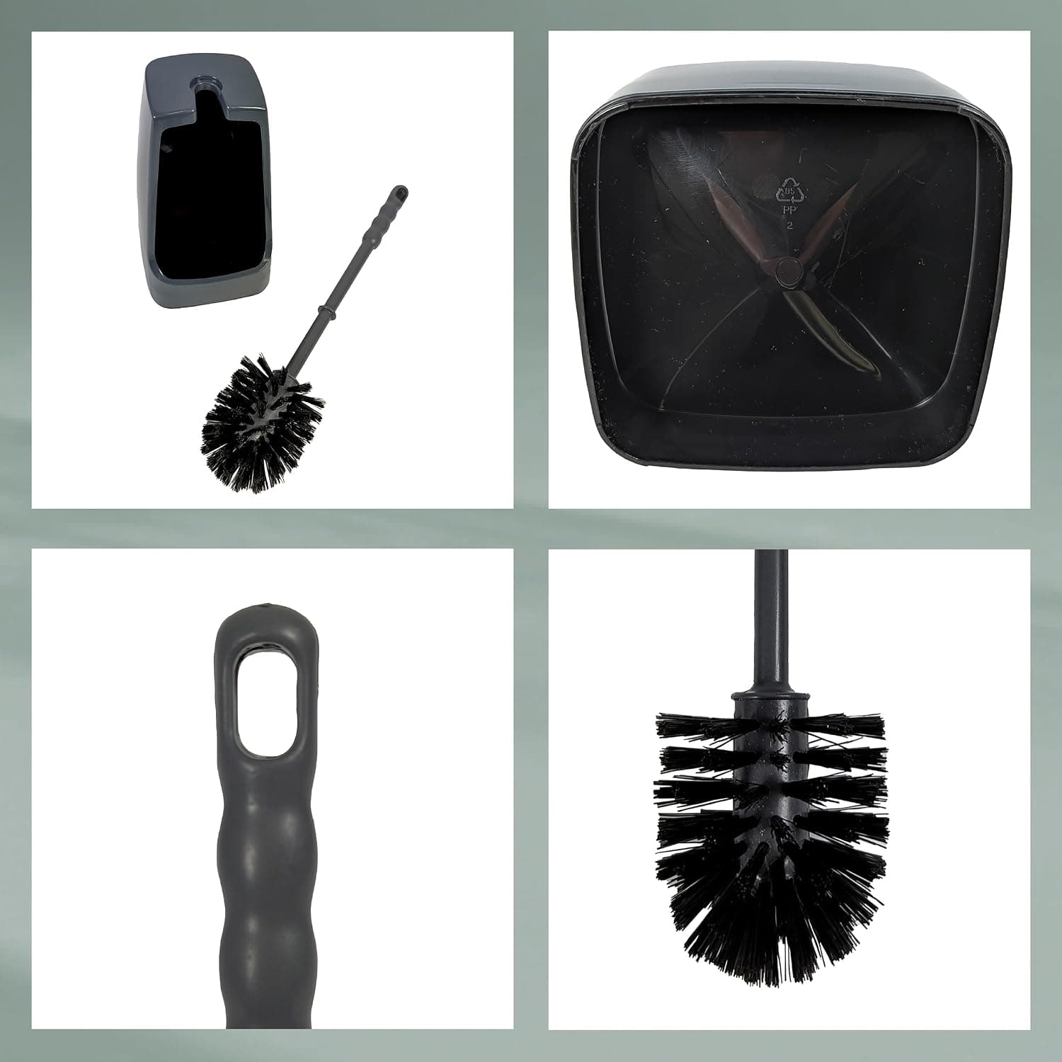 kela Brosse à WC avec réservoir Semi-Ouvert, 38 cm, Brosse pour Toilettes, Ensemble Brosse WC Levin, Gris foncé