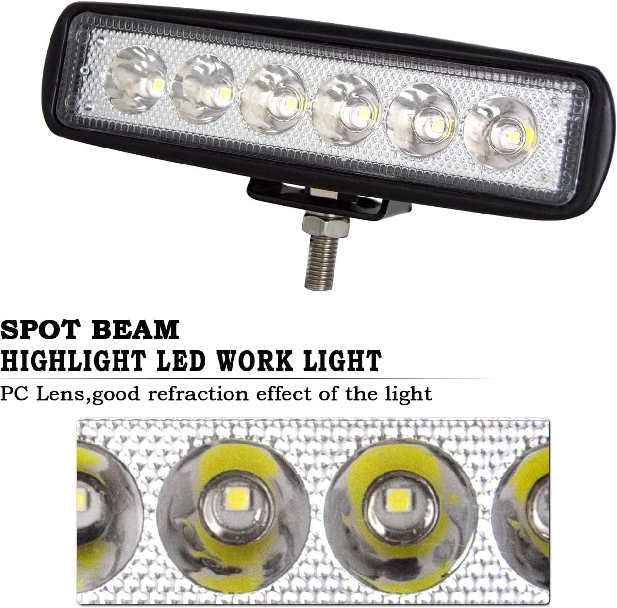PICAA Phare de Travail LED, 2 PCS 6 Pouces 18W Étanche Spot Projecteur LED | longue portée, Feux de Travail, 12V 24V, hors route pour Voiture 4x4 Truck ATV SUV Camion Tracteur Moto