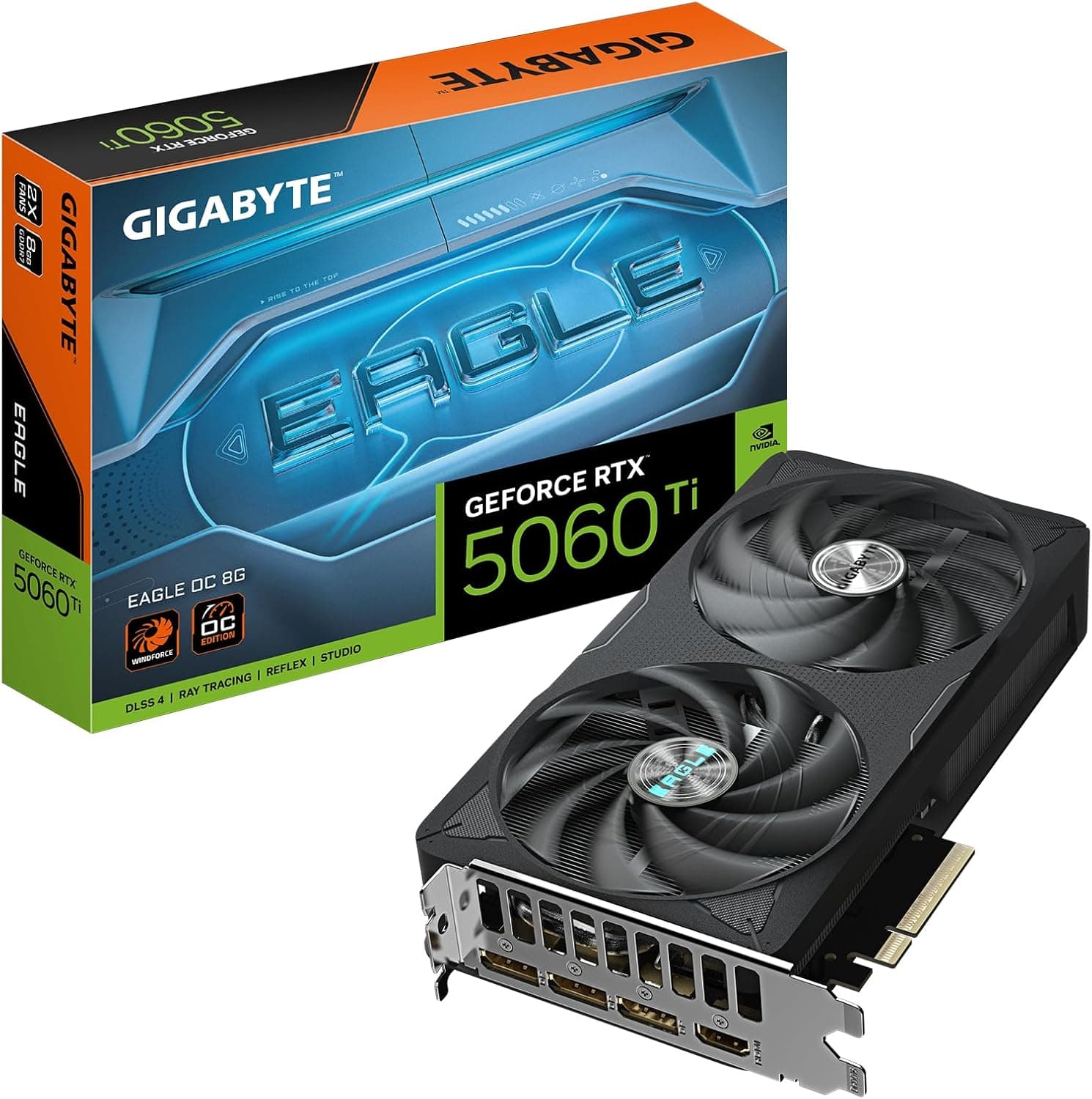 GIGABYTE GeForce RTX 5060 Ti Eagle OC 8G Carte Graphique – 8 Go GDDR7, 128 Bits, PCI-E 5.0, 2617 MHz Fréquence du processeur, 3 x DisplayPort, 1 x HDMI, GV-N506TEAGLE OC-8GD