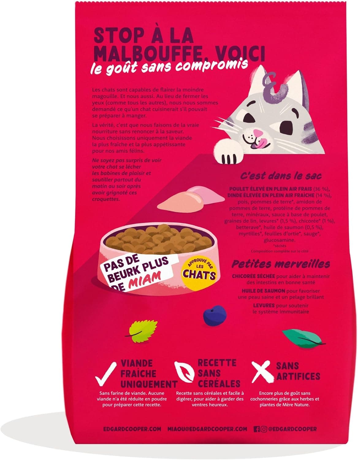 Edgard Cooper Croquettes pour Chat Senior Stérilisé, Senior, Dinde & Poulet 2kg, Sans céréales, Viande fraîche, Nourriture naturelle, Croquette Riche en protéines, Sans sucres ajoutés