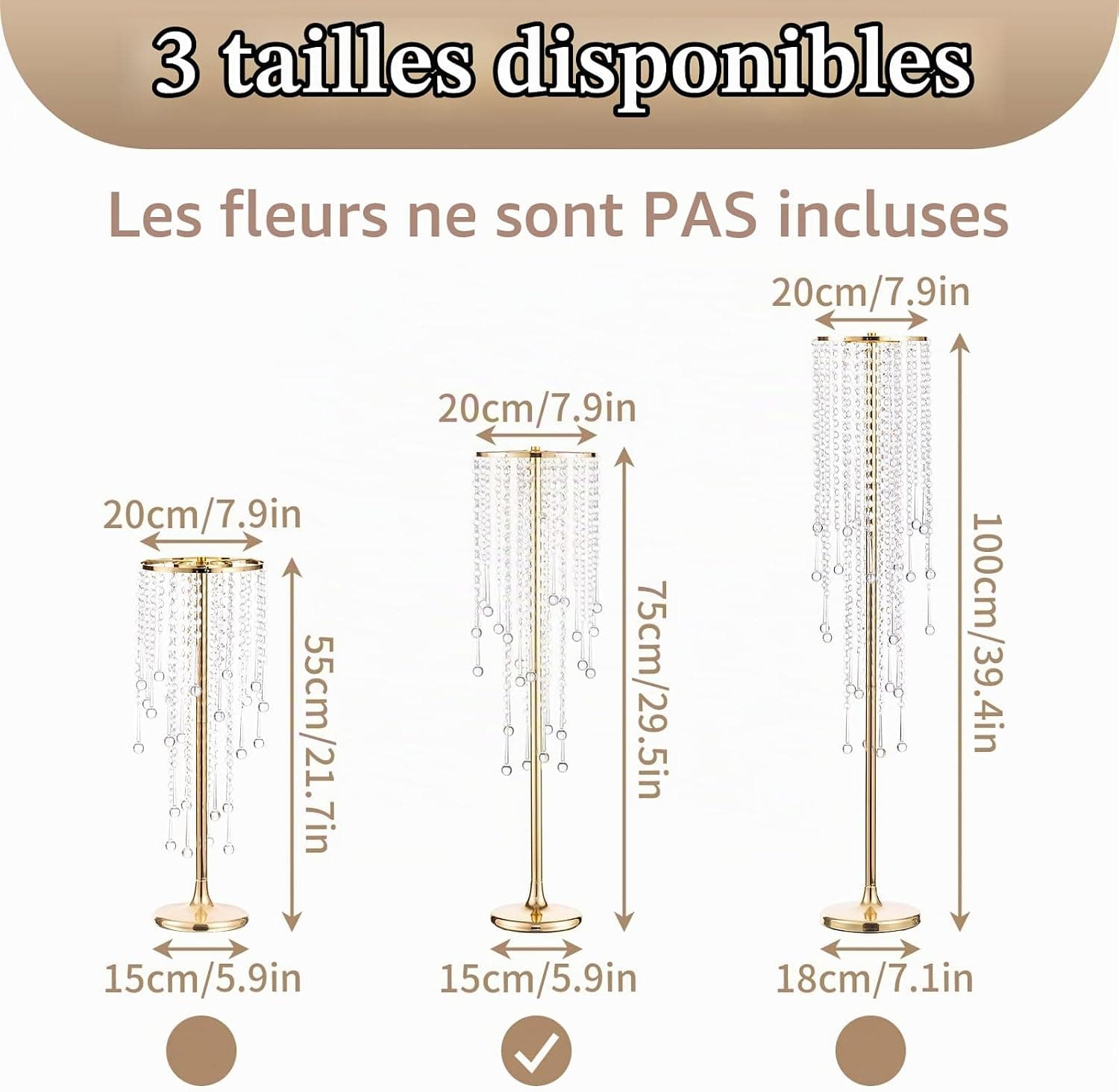 Sziqiqi 75cm Métal Or Vase Centre de Table Mariage - 2 Pièces Haut Grand Vases à Fleurs Centre de Table Anniversaire Vase pour Réception Fête Baby Shower Fiançailles