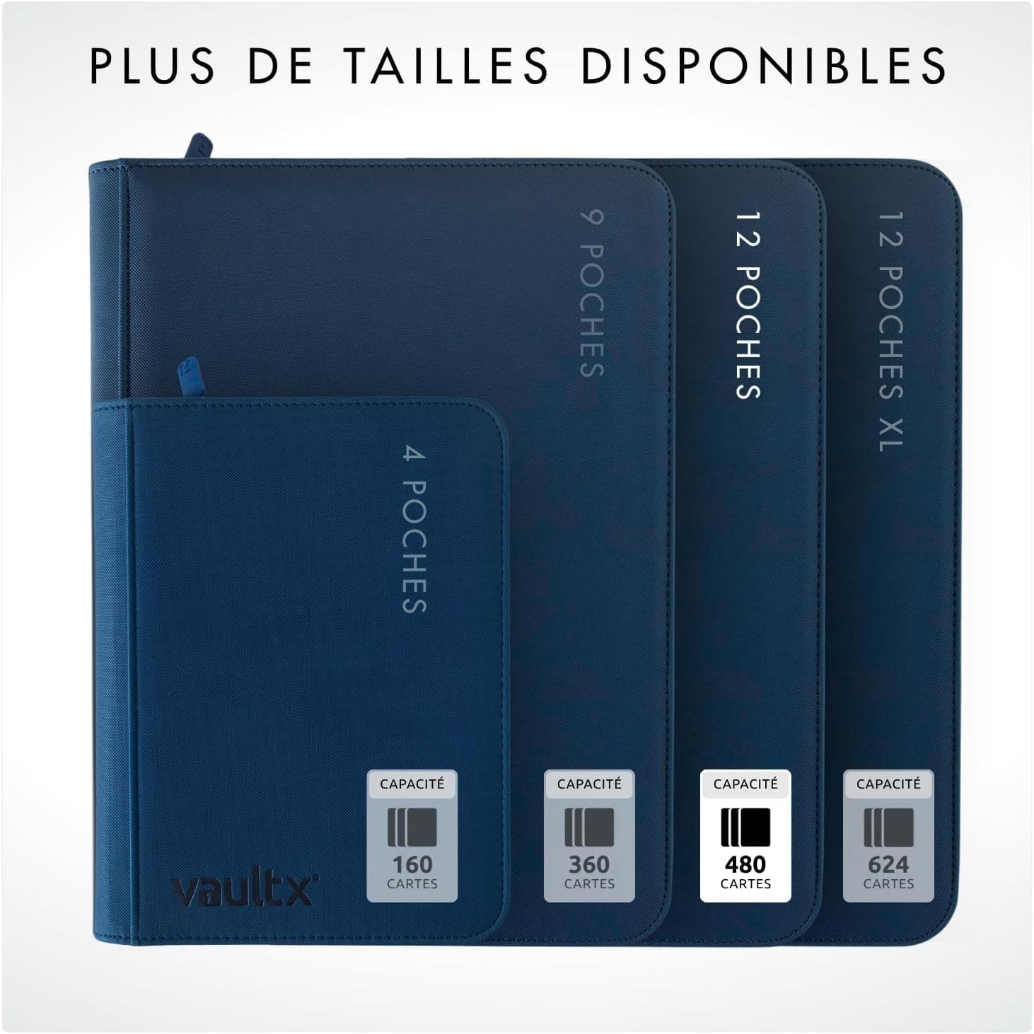 Vault X Exo-Tec® Classeur à 12 compartiments pour cartes à collectionner avec fermeture à glissière - 480 pochettes latérales