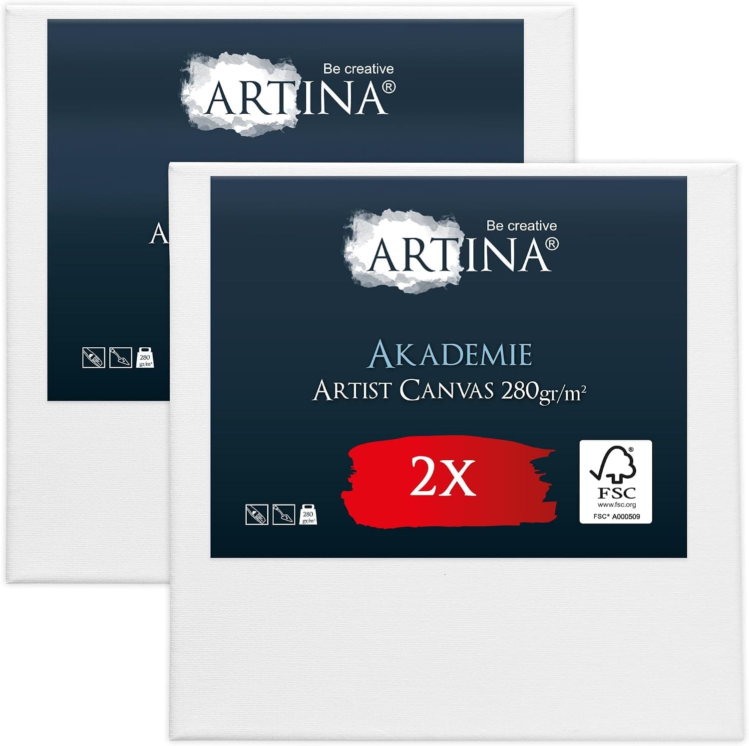 Artina Set de 2 Canvas toile peinture châssis entoilés bois FSC® à peindre