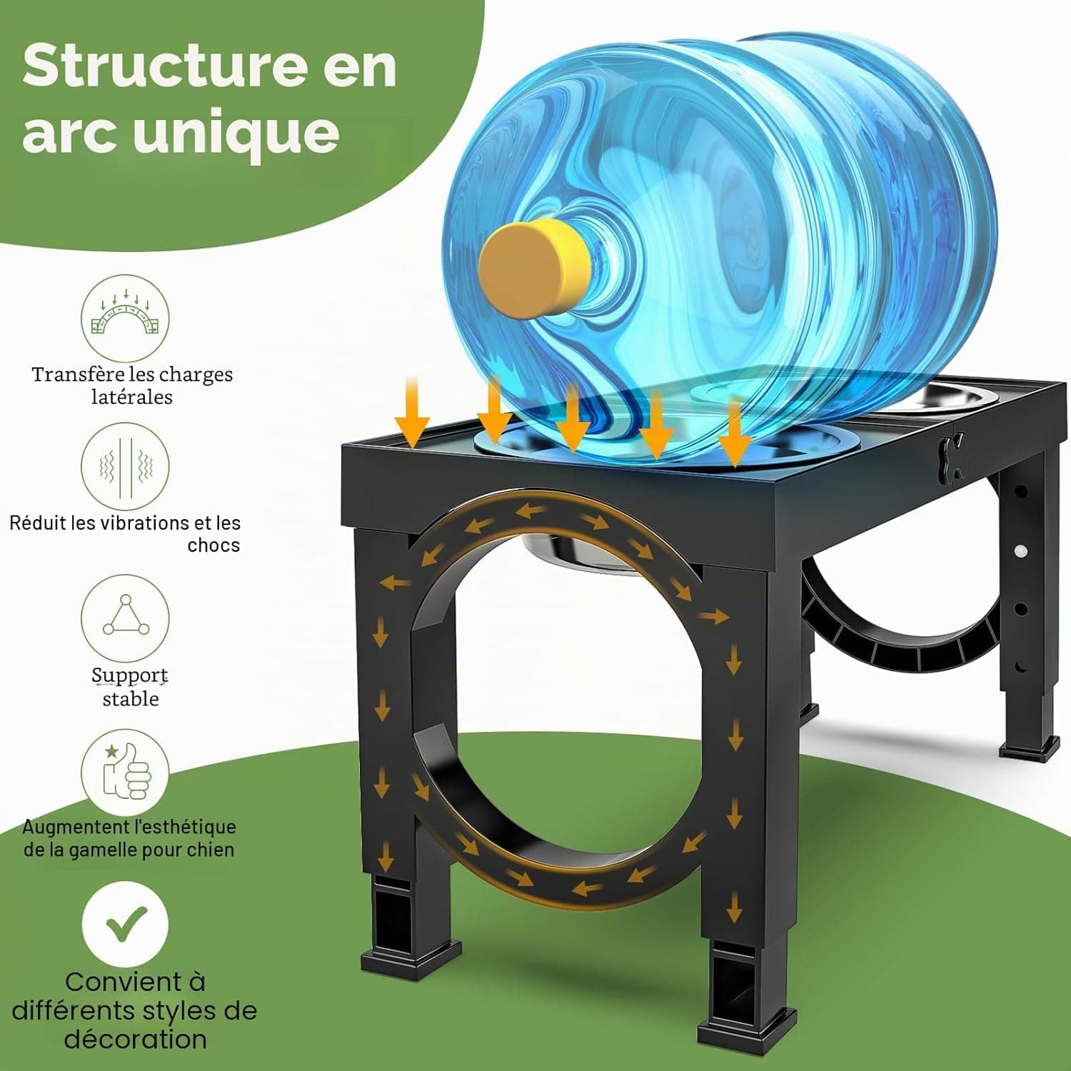 X XBEN Gamelle Chien Surélevées de 5 Hauteurs Ajustables, Gamelle pour Chien avec 2 Bols en Acier Inoxydable de 1,5L, Pliable, Antidérapant, Convient aux Petits, Moyens et Grands Chiens