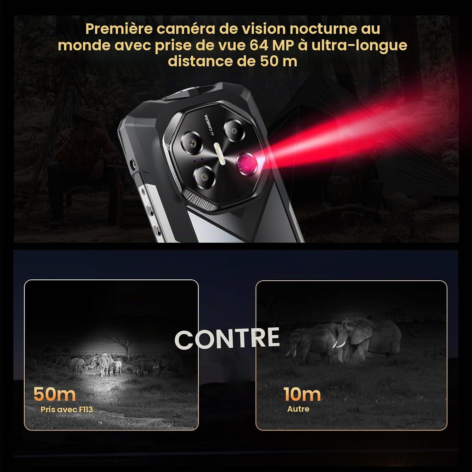 FOSSiBOT F113 5G Téléphone Portable Incassable Vision Nocturne 64MP