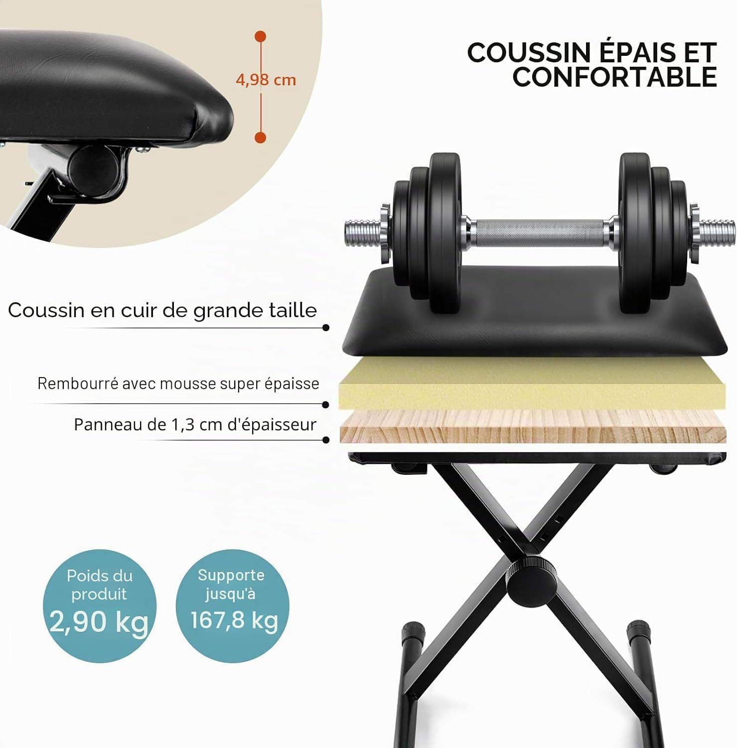 CAHAYA Tabouret Piano Réglable pour Clavier et Piano Numérique | Banc de Piano, stable, hauteur réglable, charge 168 kg, pliable, compatible clavier électronique, studio et maison