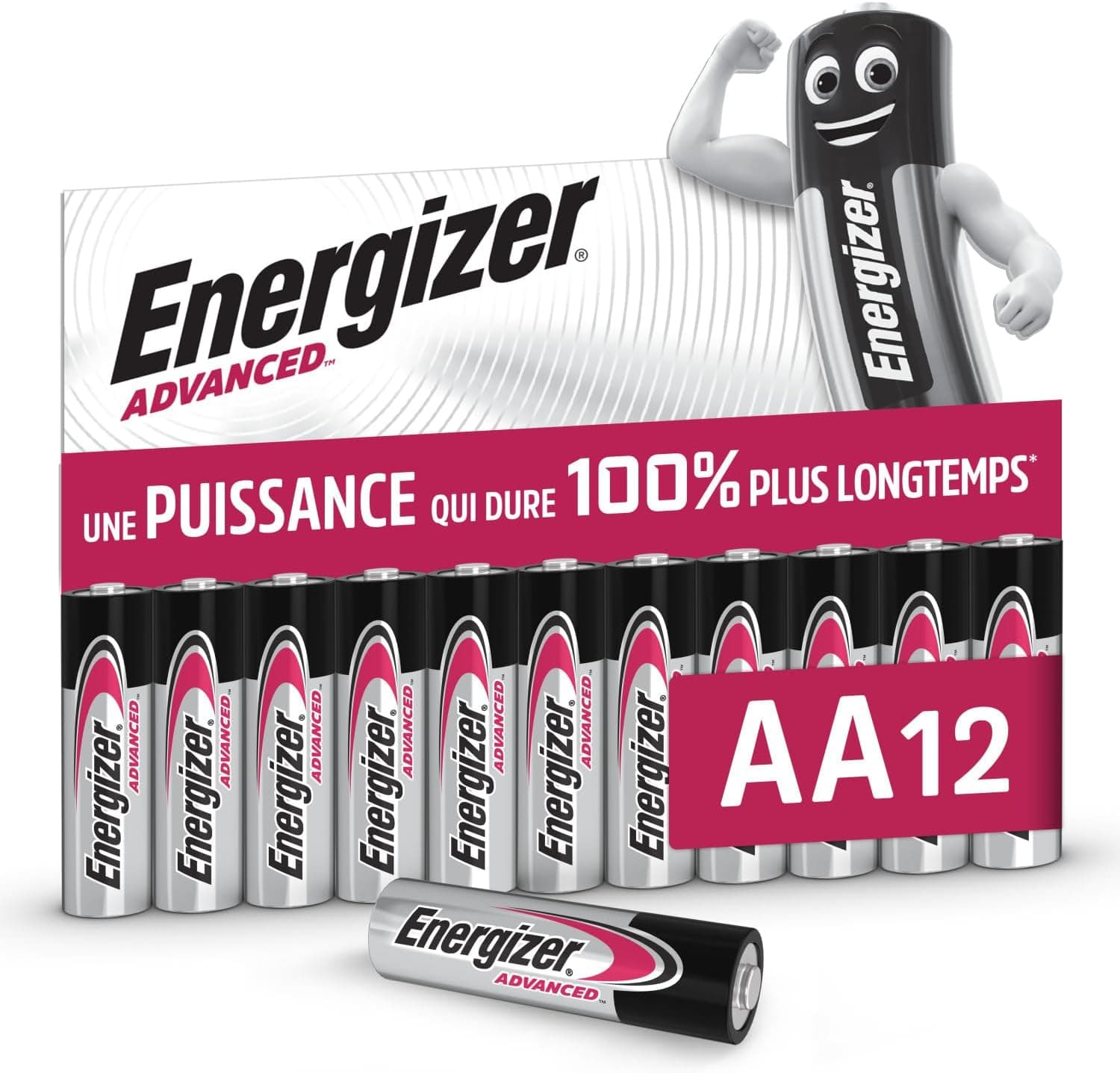 Energizer Advanced Piles AA (Lot de 12) Mignon LR6 Alcaline 1,5 V - Haute Performance - Télécommandes, Jouets et Électroniques - Made in EU - Emballage 0% Plastique - Conservation 10 Ans