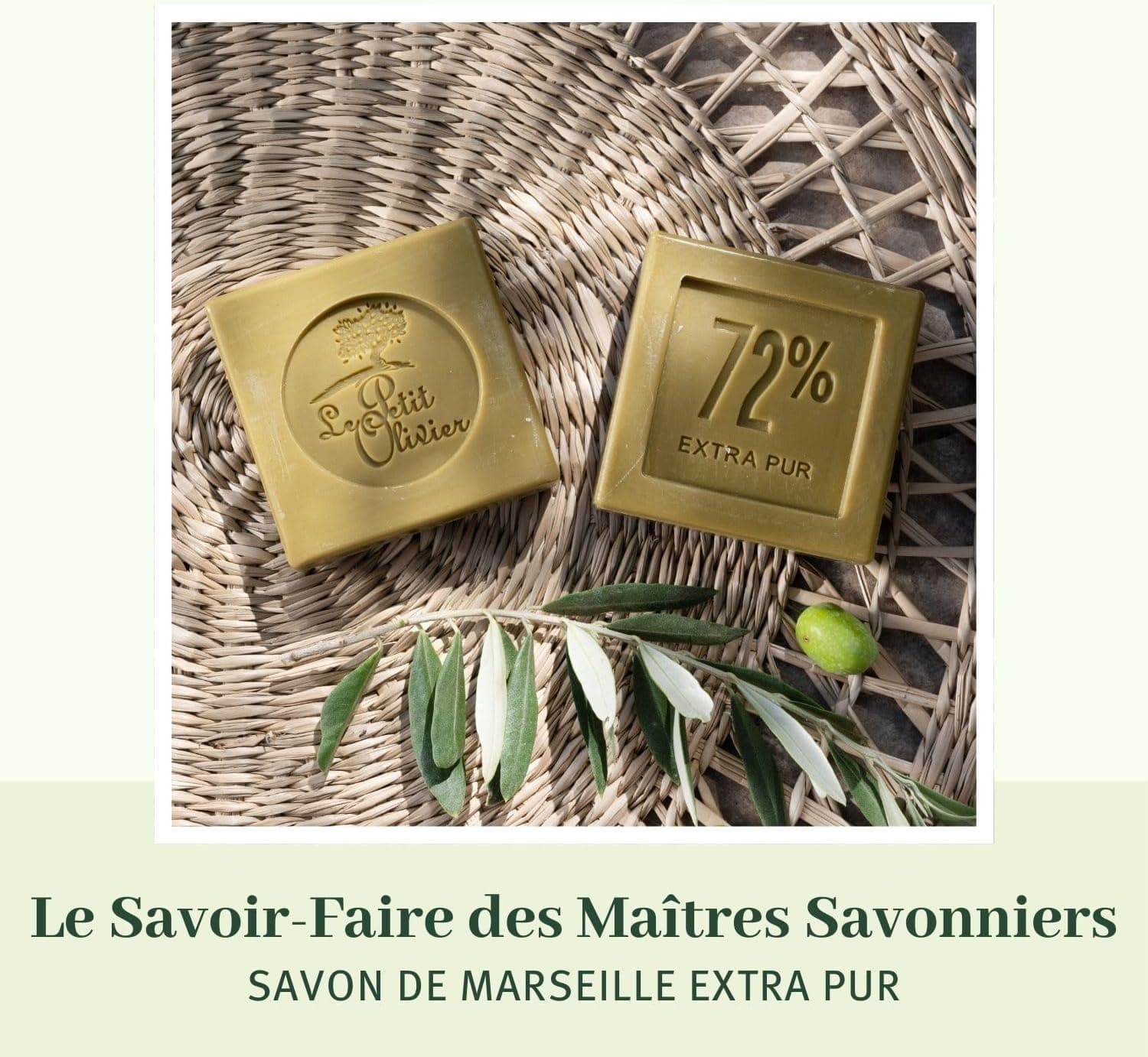 LE PETIT OLIVIER 3 Savons de Marseille à l'Huile d'Olive 3x100g