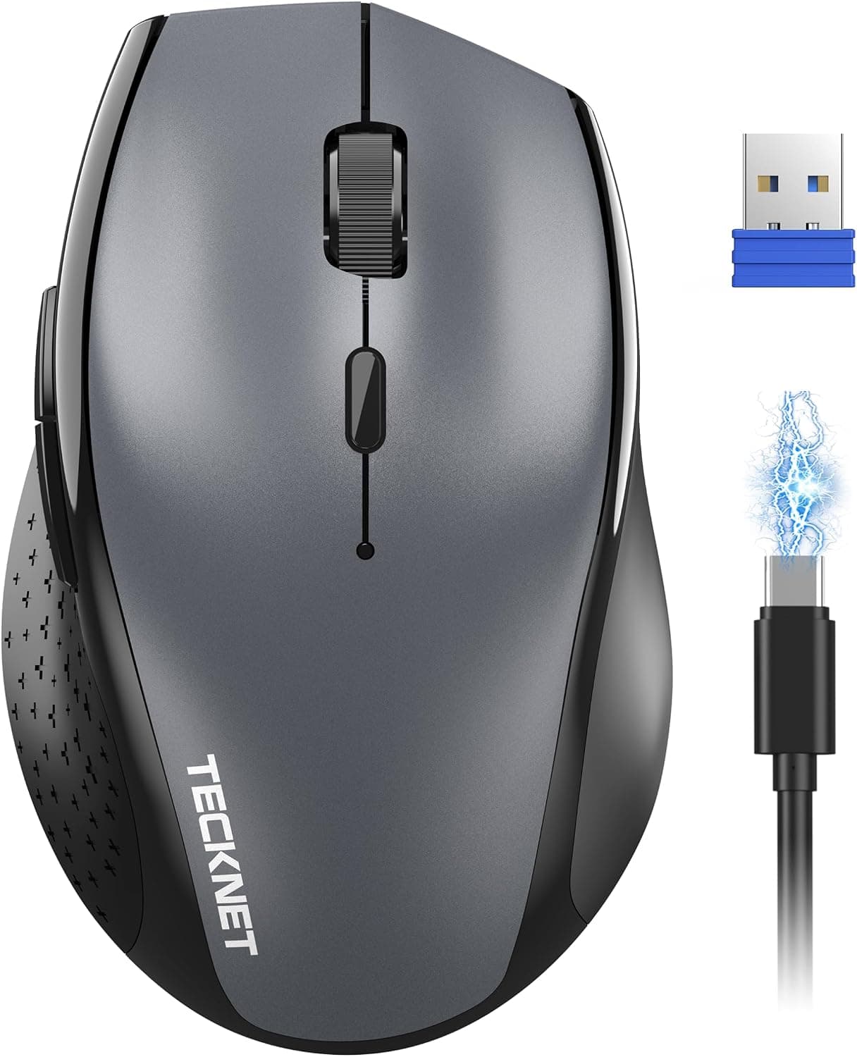 TECKNET Pro Souris sans Fil Rechargeable Silencieuse, 6400 DPI Réglables