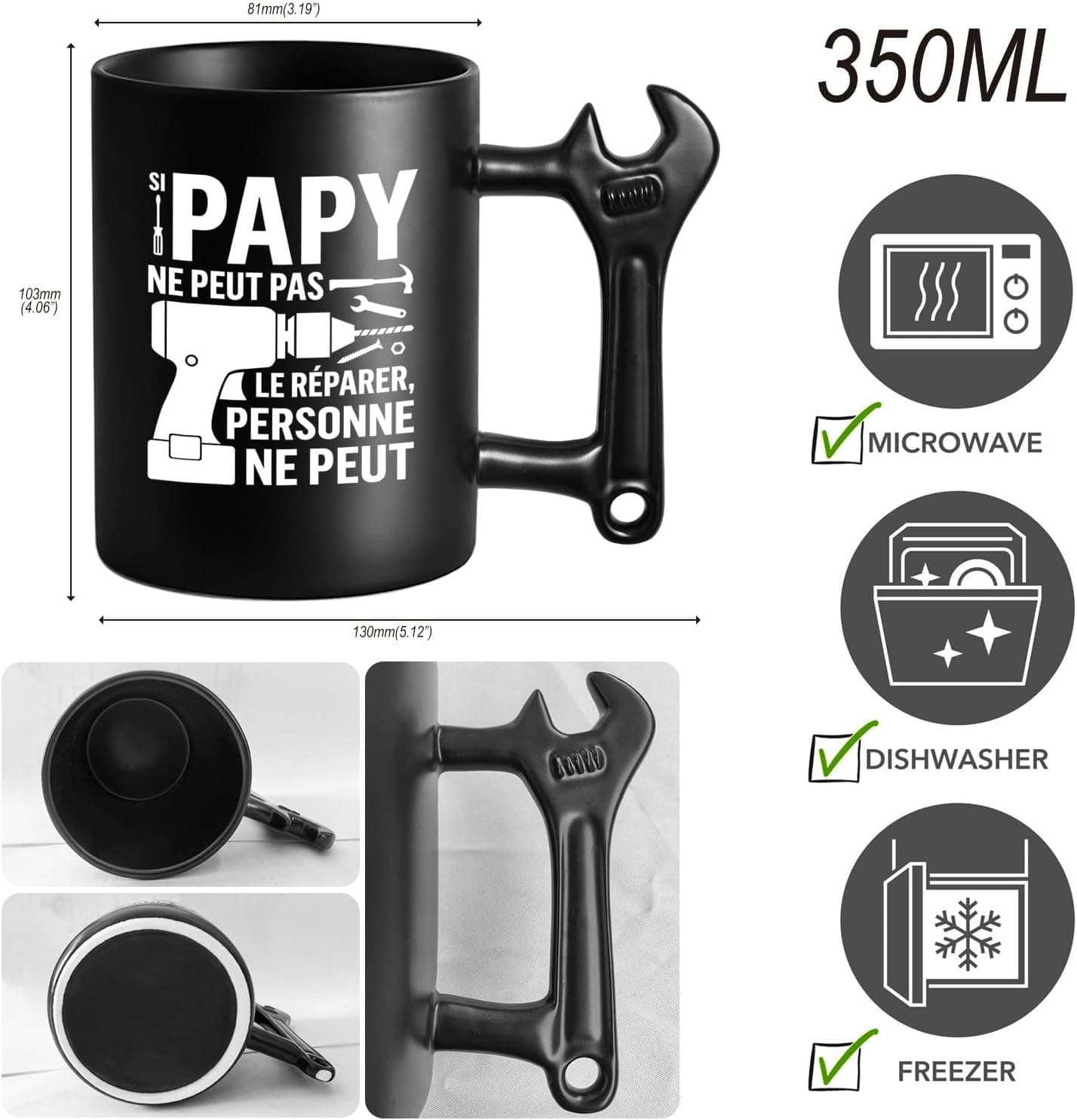 LOZACHE Tasse Papy avec poignée clé à molette – Cadeau original Grand-Père