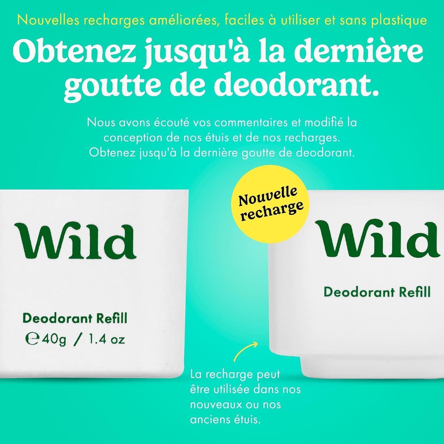 Wild Déodorant Naturel Rechargeable Etui Violet & Lot Varié de Recharge