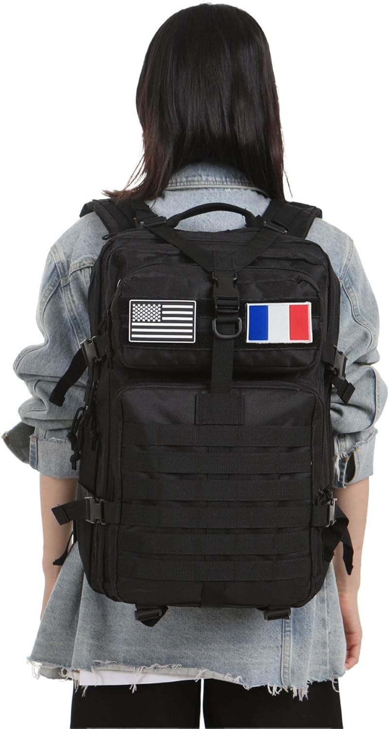 Sac À Dos Tactique 50 Litres - Grande Capacité Système MOLLE Militaire Imperméable Idéal Pour Urgences De 3 Jours Chasse Randonnée Et Camping Sac À Dos Pour De Plein Air (Noir)