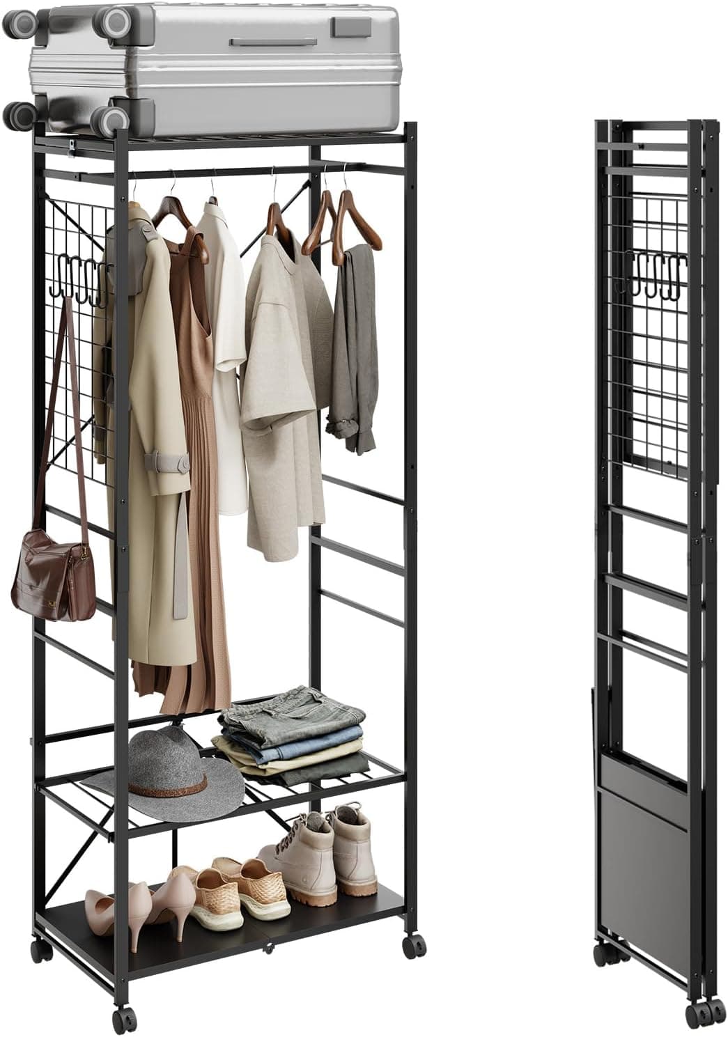 SoBuy Portant à vêtements pliable sur roulettes, 70,5x38,5x175 cm chambre