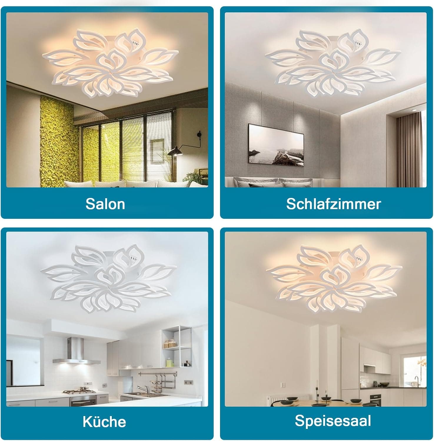 Sky angle Plafonnier LED avec télécommande, lampe de chambre à coucher à intensité variable, plafonnier de salon créatif en forme de fleur
