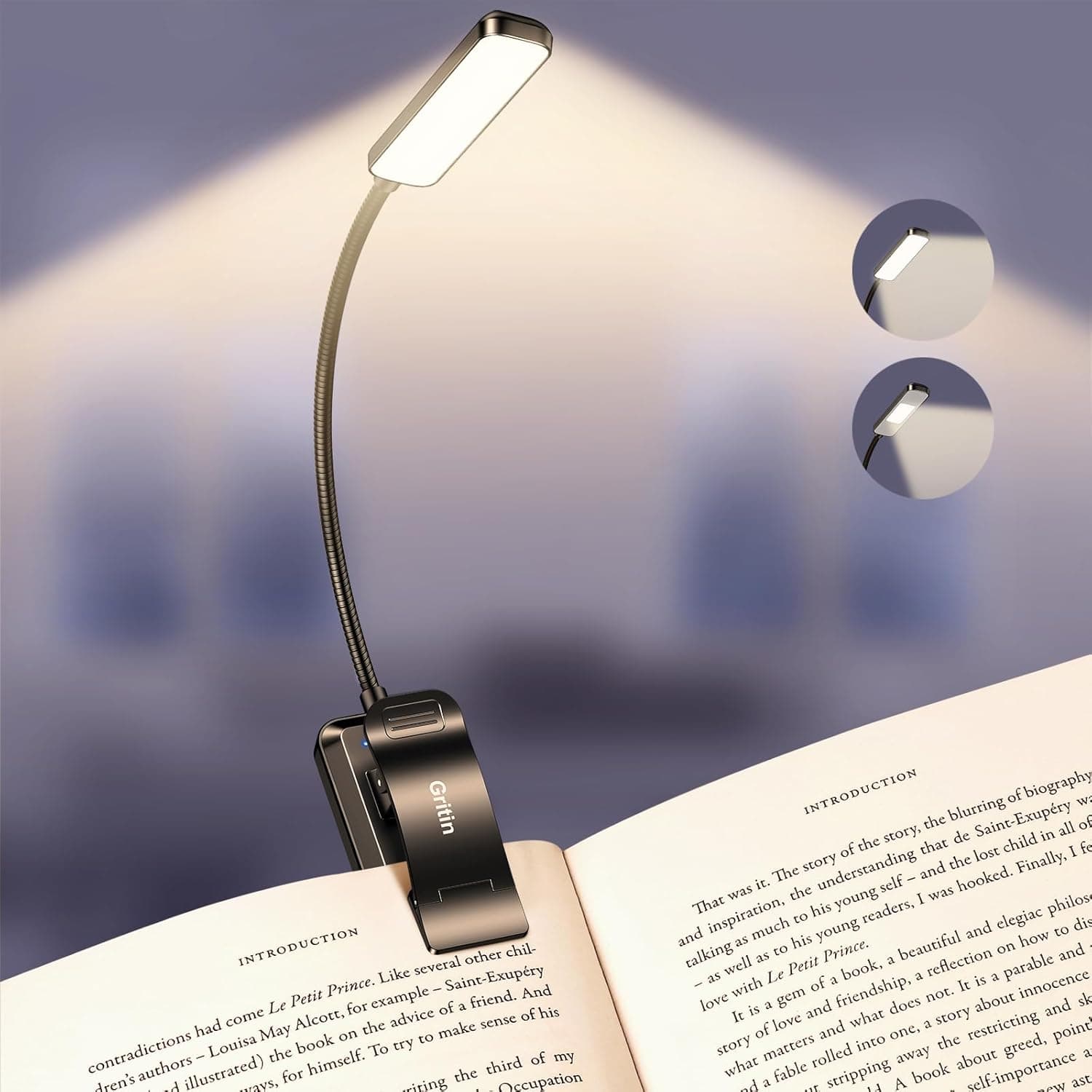 Gritin 2026 Gén.2 Lampe de Lecture, 30 LED Spectre Complet Liseuse Clip