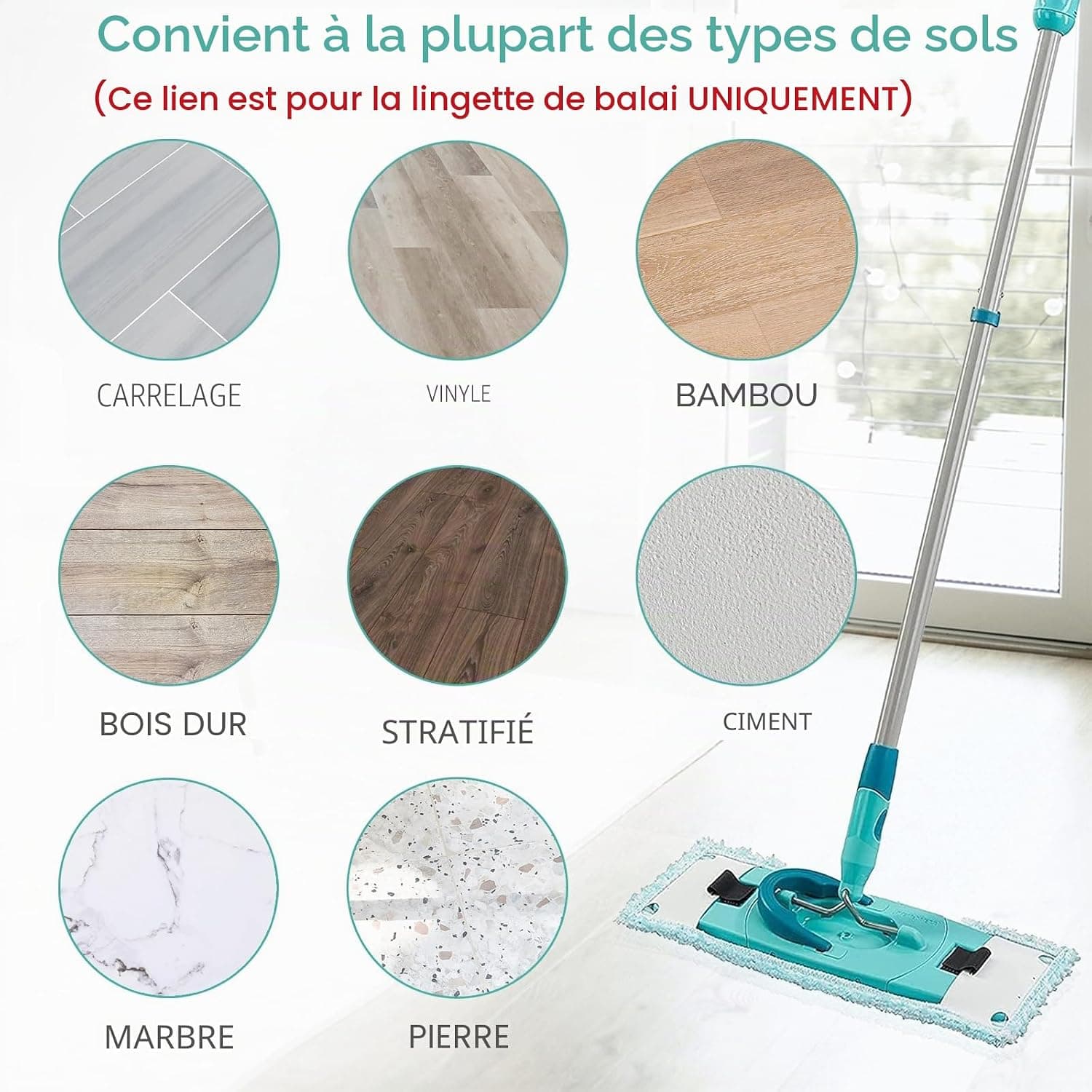 Sgizoku Serpillères de Rechange Compatible avec Leifheit CleanTwist M Ergo 2.0, Absorption Efficace de l'eau - Hautement décontaminant,5 Pièces