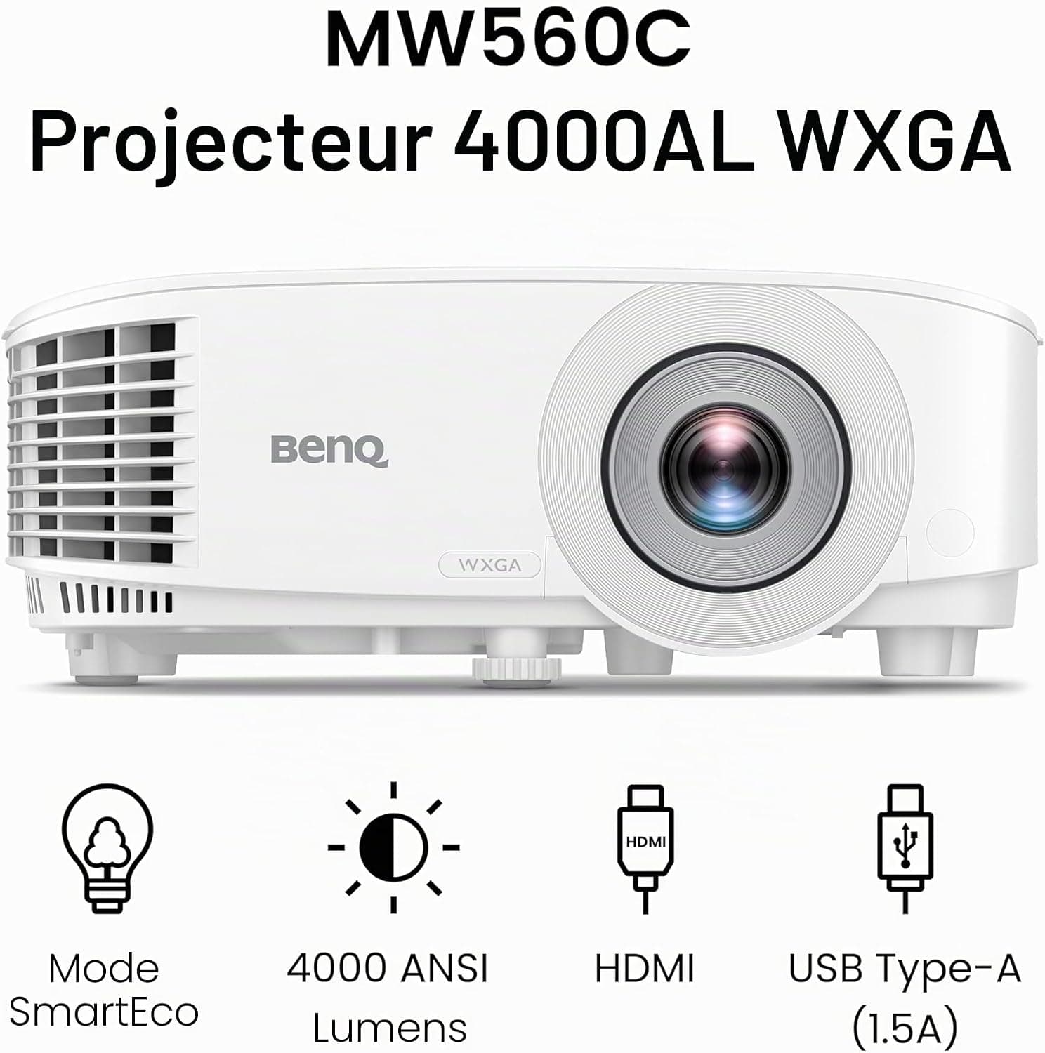 BenQ MW560C WXGA, DLP Projector 4000 lumens, 20000:1 Contrast, Easy Installation