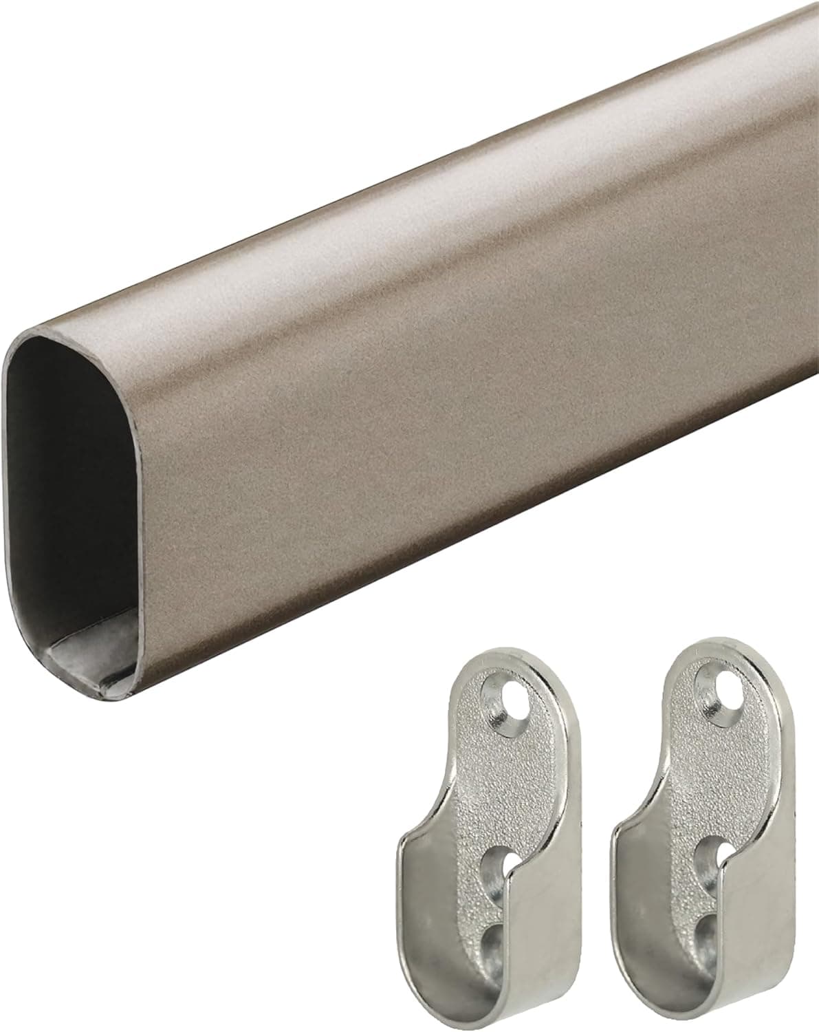 Gedotec Barre de Penderie en Métal 500 mm | Support Ovale Mural | Gris-Titane | 1 Pièce - Avec Fixations