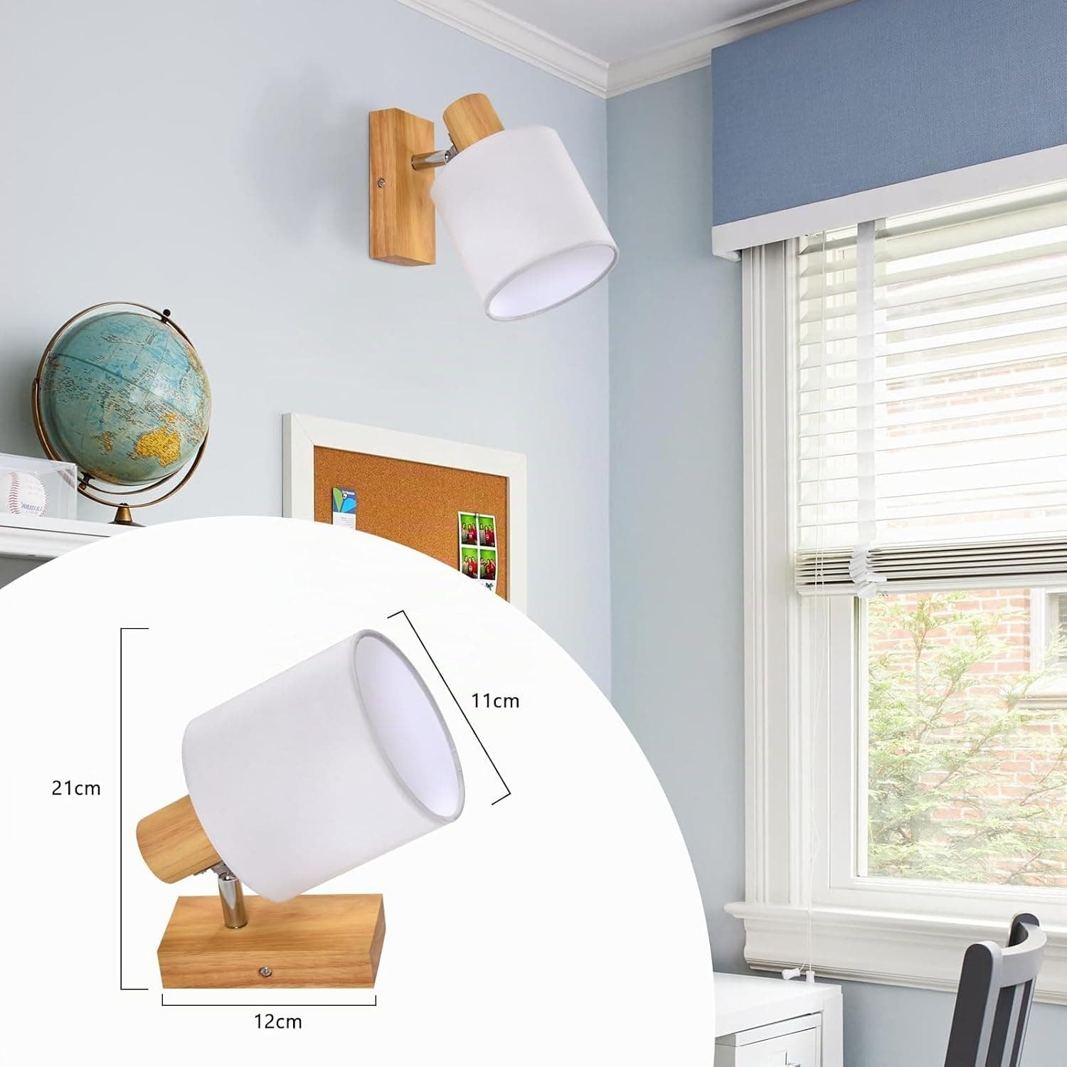 Glitzerlife Spot de Plafond Bois Applique Murale 1 Spot Plafonnier | LED Orientable E14 Vintage Luminaire Intérieurs pour Chambre Salon Cuisine Salle à Manger Max. 40 W(Sans Ampoules)