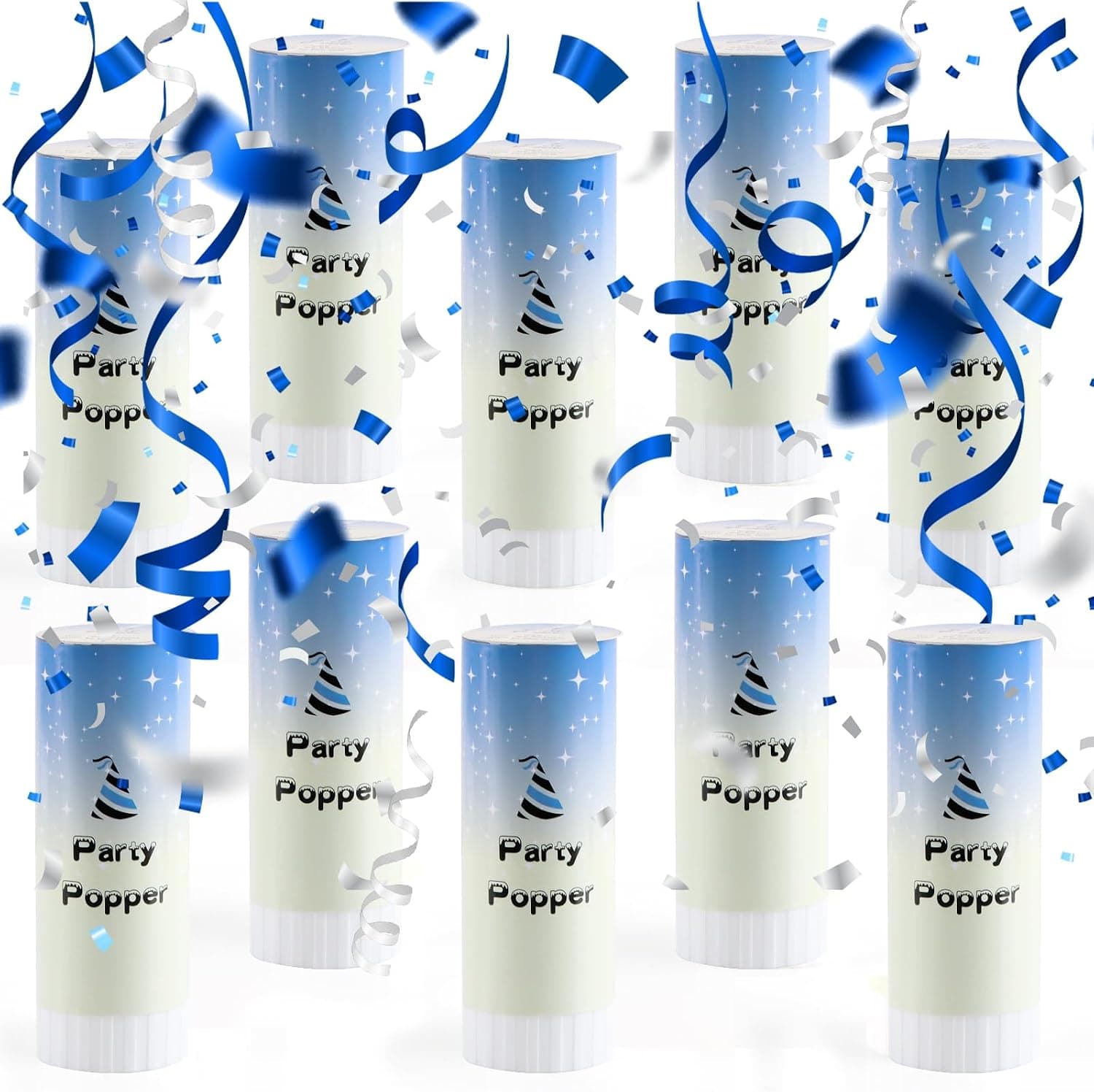 Canon Confettis*10, Canon à Confettis pour Mariage et Anniversaire, Célébrations Bleu