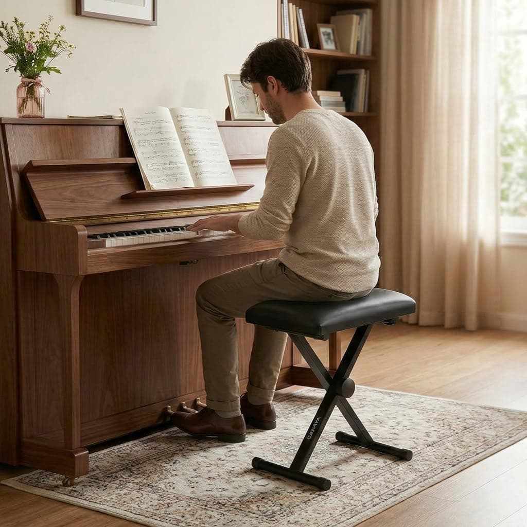 CAHAYA Tabouret Piano Réglable pour Clavier et Piano Numérique | Banc de Piano, stable, hauteur réglable, charge 168 kg, pliable, compatible clavier électronique, studio et maison