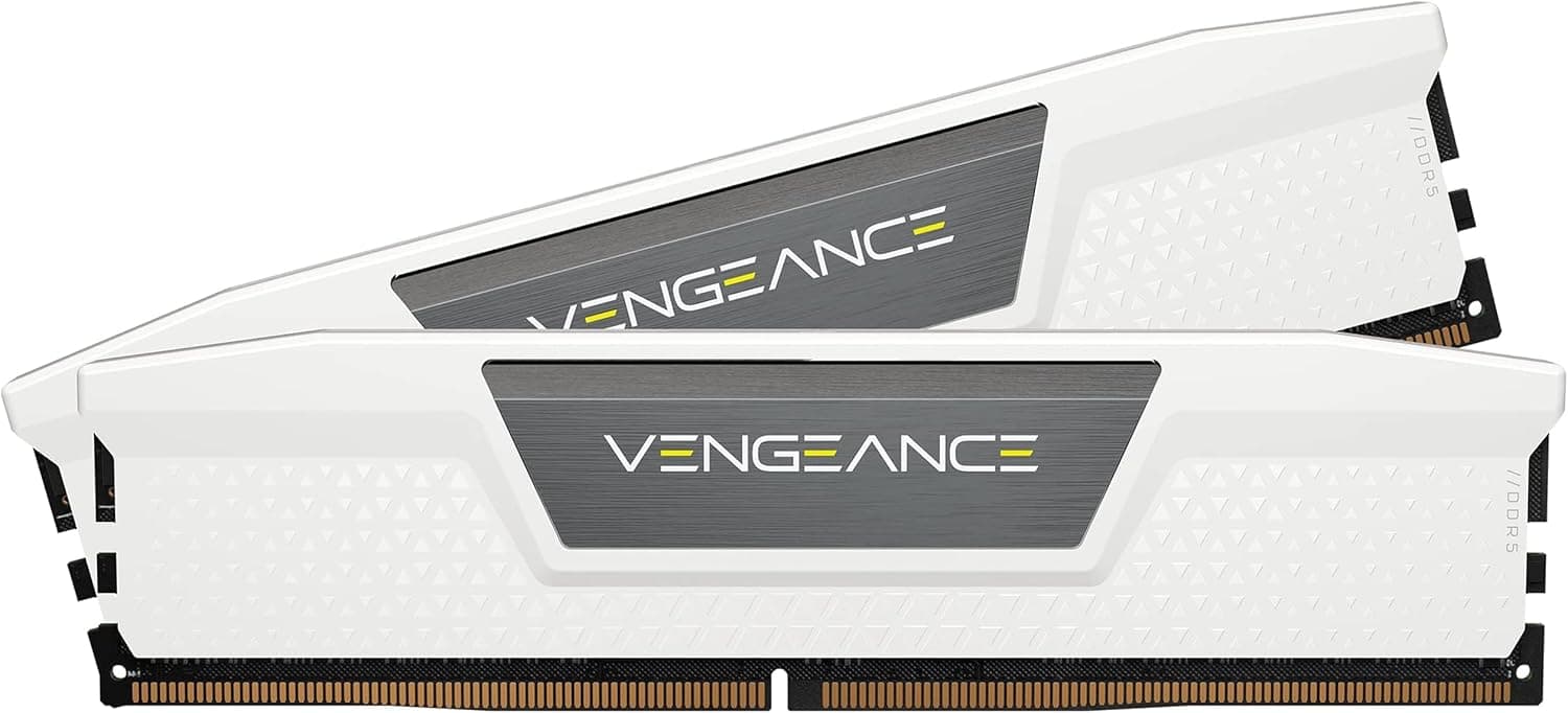 CORSAIR Vengeance DDR5 32Go (2 x 16Go) Jusqu'à 6000MHz AMD Intel RAM | Mémoire pour Ordinateur de Bureau, Compatible AMD EXPO et Intel XMP 3.0, CL36, Blanc, CMK32GX5M2E6000Z36W