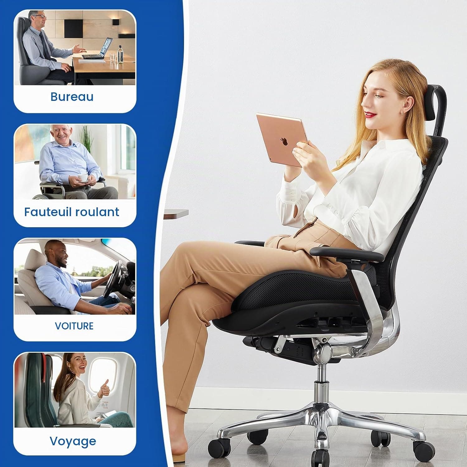 Benazcap Ergonomique Coussin Coccyx pour Fauteuil Roulant, Siège de Voiture
