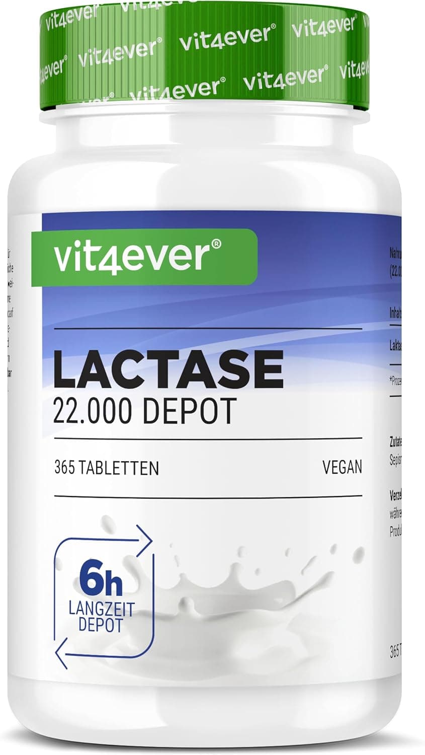 vit4ever Lactase 22.000 Unités FCC Depot - 365 Comprimés - Haute dose