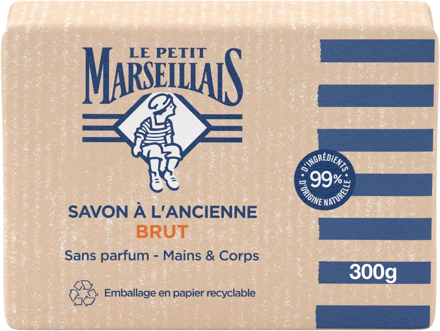 Le Petit Marseillais Savon à l'Ancienne Brut Sans Parfum, pain de 300 g