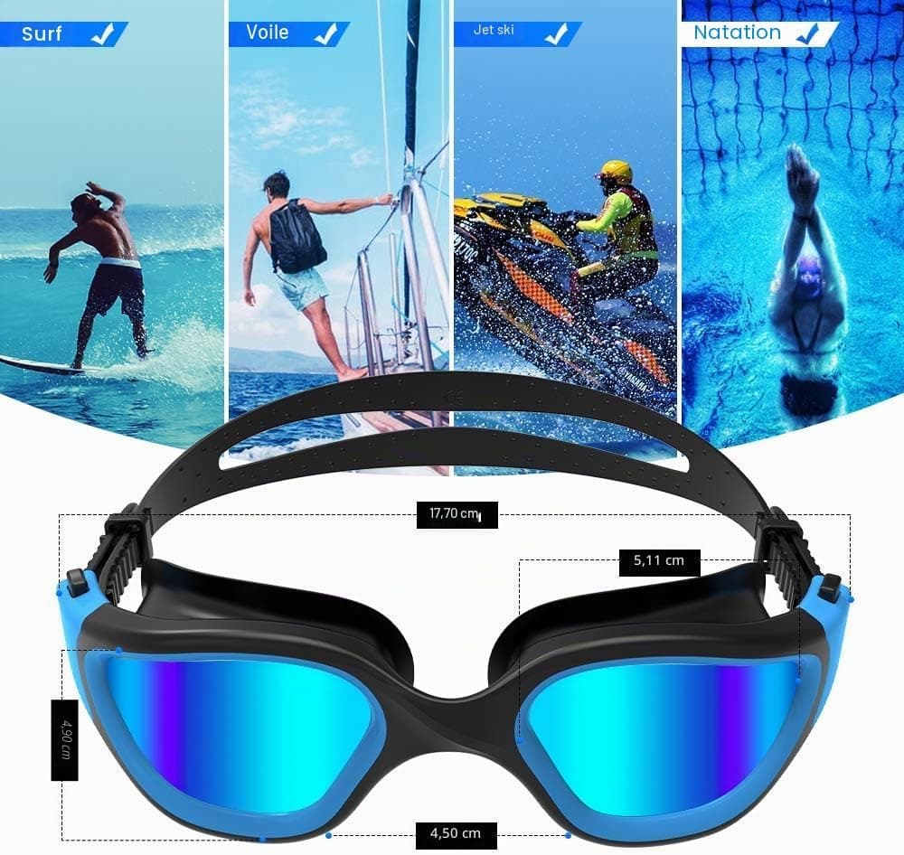 ZIONOR G1 Polarisées Mirror Lunettes de Natation pour Unisex Adulte Homme Femme, Anti Buée, 100% Anti UV Lunettes de Plongée