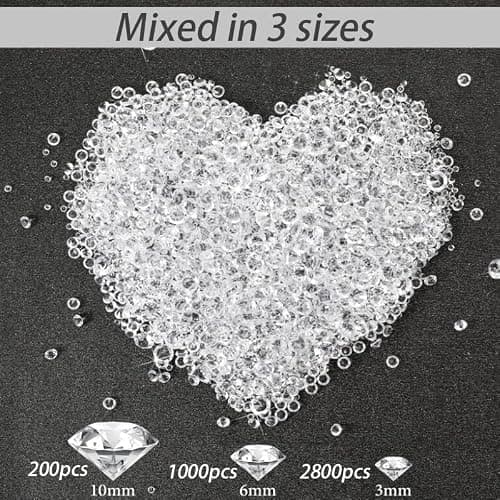 4000 Diamants Cristaux Acrylique Remplisseurs Strass Clairs Strass Acryliques Confettis Diamants en Cristal Strass Clairs,Convient Utilisation Comme Remplissage de vase.(Diamant de couleur blanc AB)