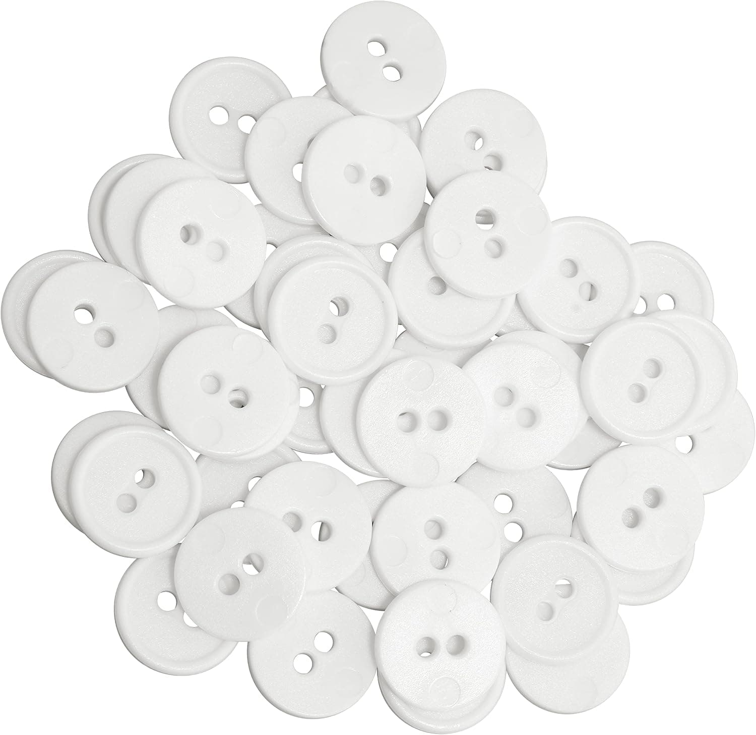 AERZETIX - C65548 - Lot de 50 Boutons à coudre ronds Ø15x2.2 mm avec bord à 2 trous L24 24L en plastique - couleur: blanc - diamètre de l'ouverture 2 mm - mercerie couture vêtements