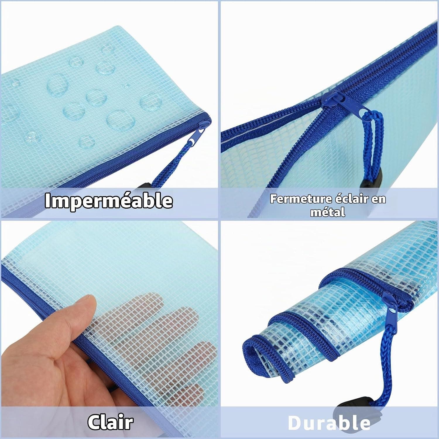 JMIATRY 30Pcs Pochette Zippée A6, 5 Couleur Pochette Plastique Zippée, Pochette Fermeture Éclair A6 Document Zippée Pour Stockage Document Recettes D'Entreprises Organisation, A6-30-COLORE