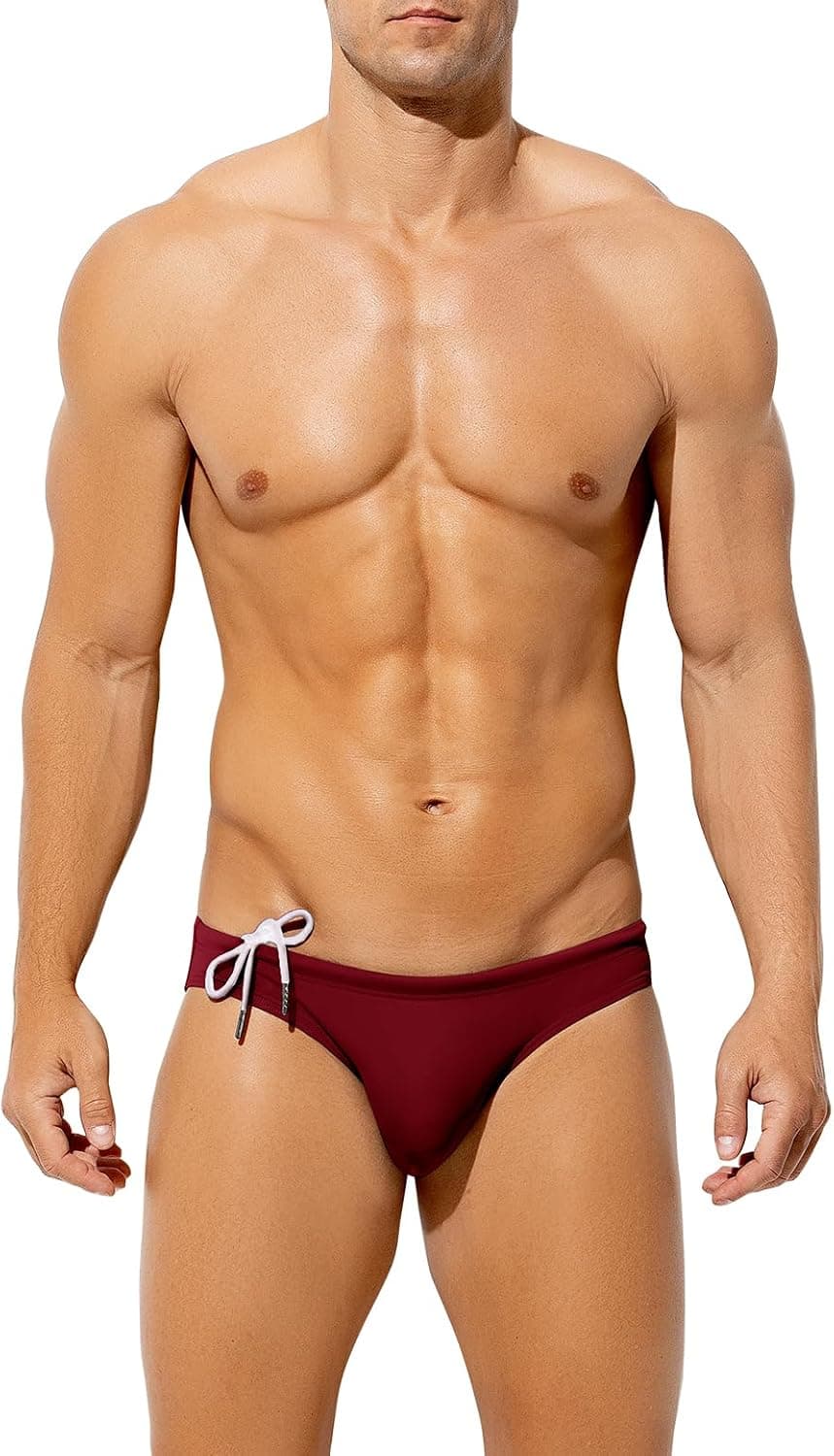 Casey Kevin Slips de Bain Homme Maillot de Bain Bikini Slips Taille Basse Swim Briefs pour Piscine Plage Cordon de Serrage Ajustable