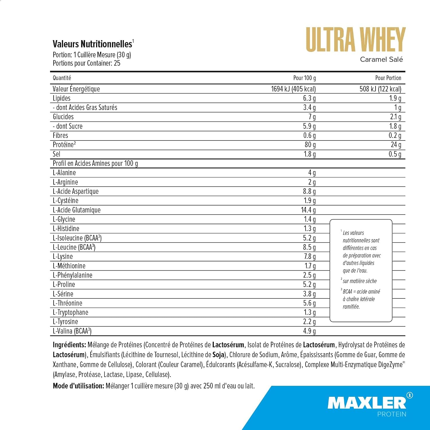 Maxler Ultra Whey Protein - Proteine Whey - Proteines musculation - Whey Isolate - Whey Protein Caramel Salé - 750g de proteine whey