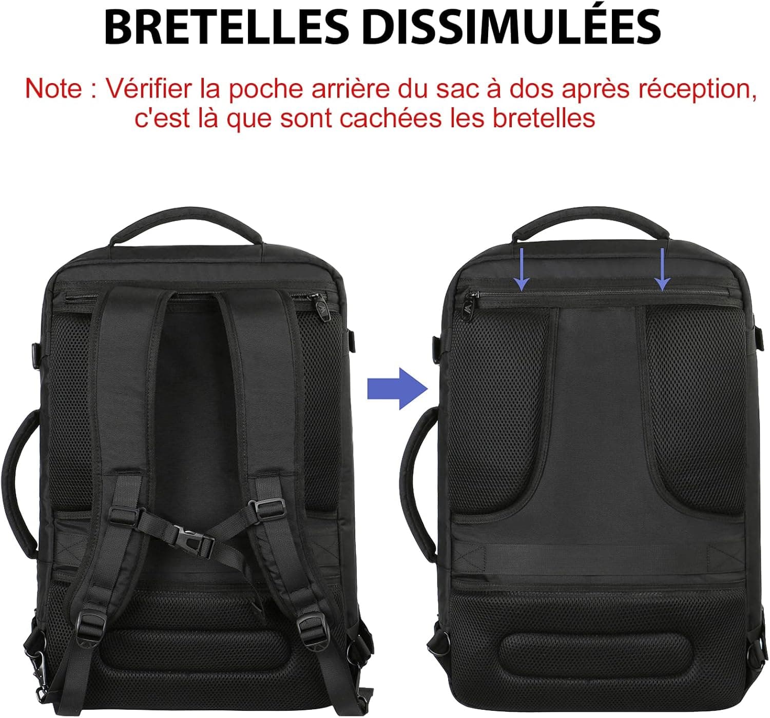 MATEIN Bagage Cabine 40x30x20, Sac a Dos Voyage Cabine Avion avec Ryanair | 40x30x20, Extensible Sac a Dos 30L, Imperméable Bagage a Main Femme Homme pour Scolaires Loisirs Travail, Noir