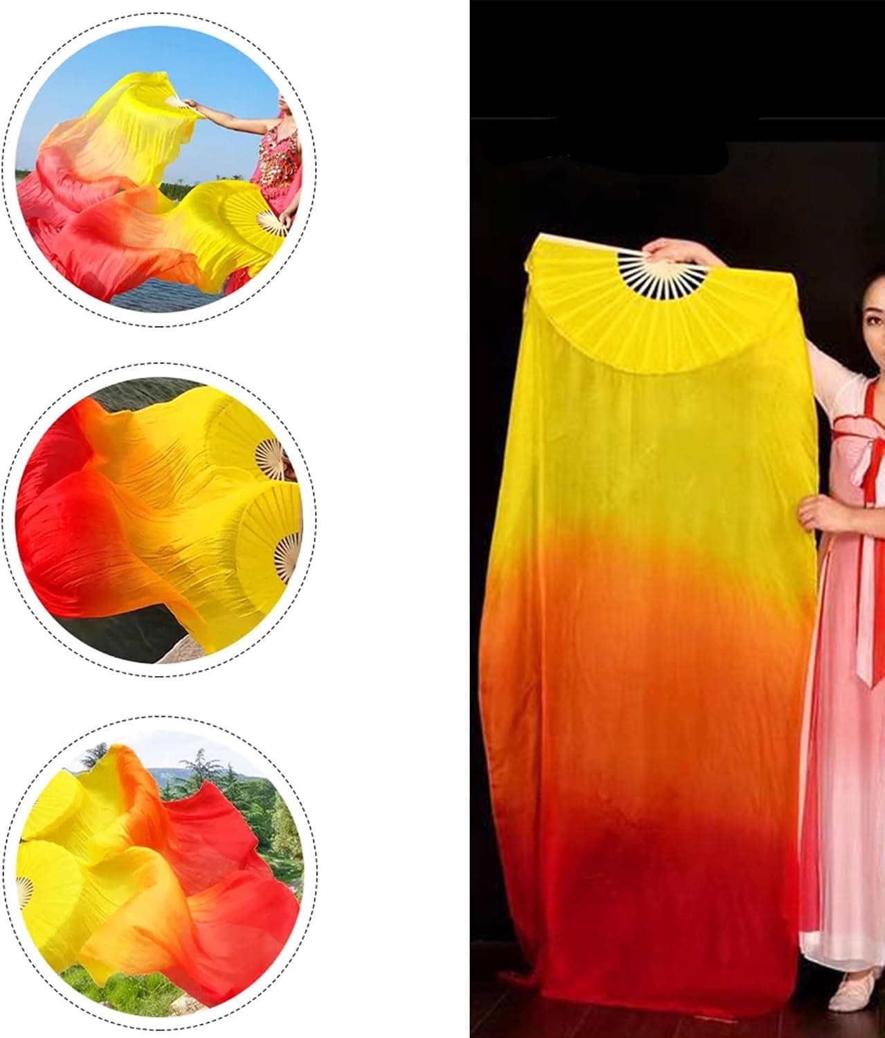 1 Paire D'éVentails De Danse du Ventre Voiles, Danse éVentails en Soie De Danse du Ventre éVentail Voile De Danse du Ventre, 1.8m, pour Les Grands Spectacles, RéPéTitions