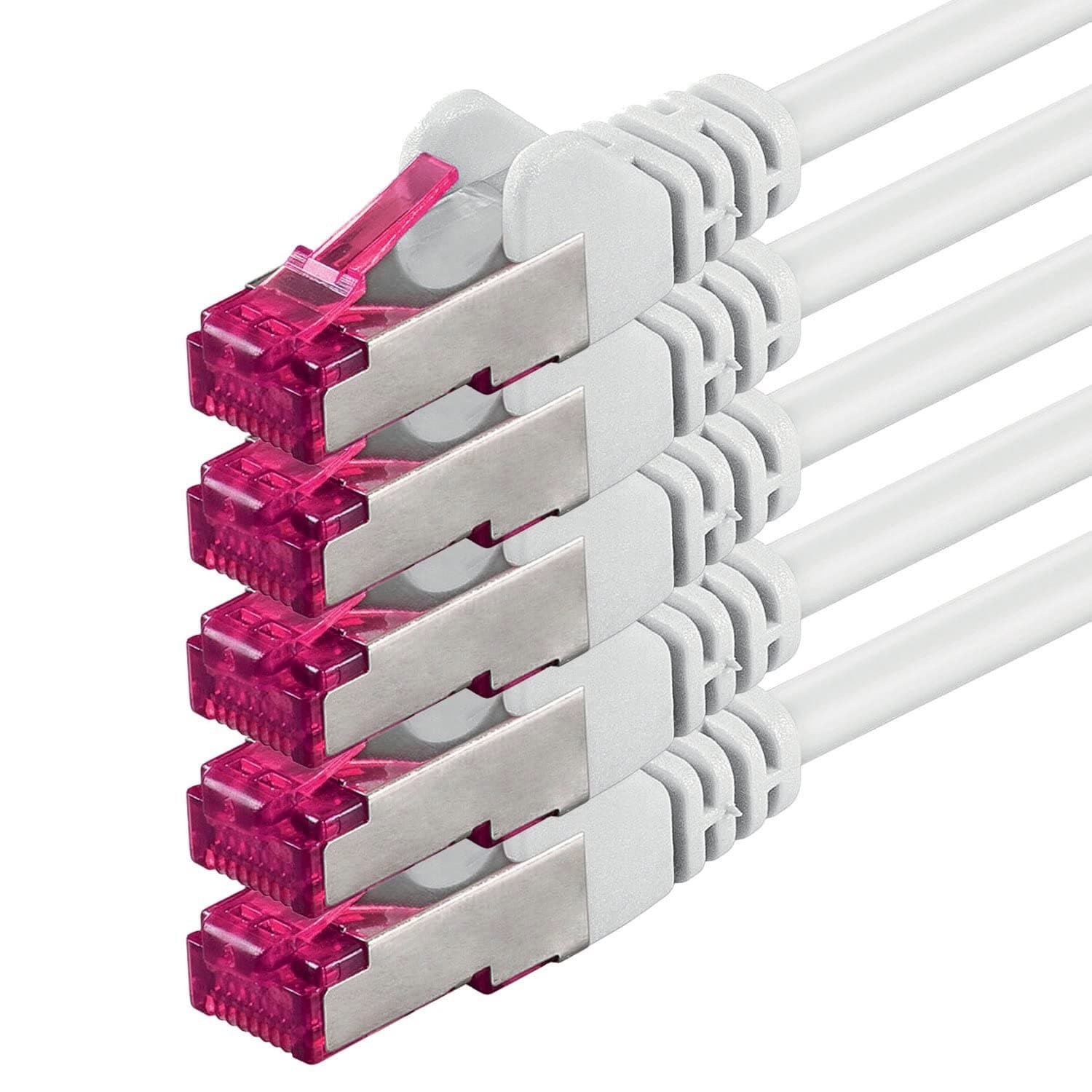 1aTTack.de Cat6a CAT6 5x 1m Câble réseau LAN SFTP PIMF 10Gb/s - blanc