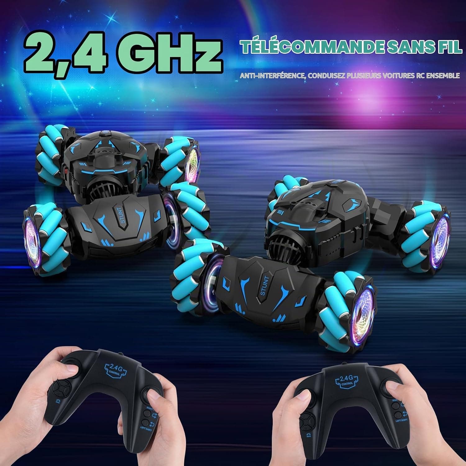 Nitigo Voiture Télécommandée Enfant Tout Terrain avec la Main, 2.4 GHz | 4x4 Voiture RC Telecommandé Drift 360° Rotation, Jouet Cadeau Noël Garcon Fille 6 7 8 9 10 11 12 Ans
